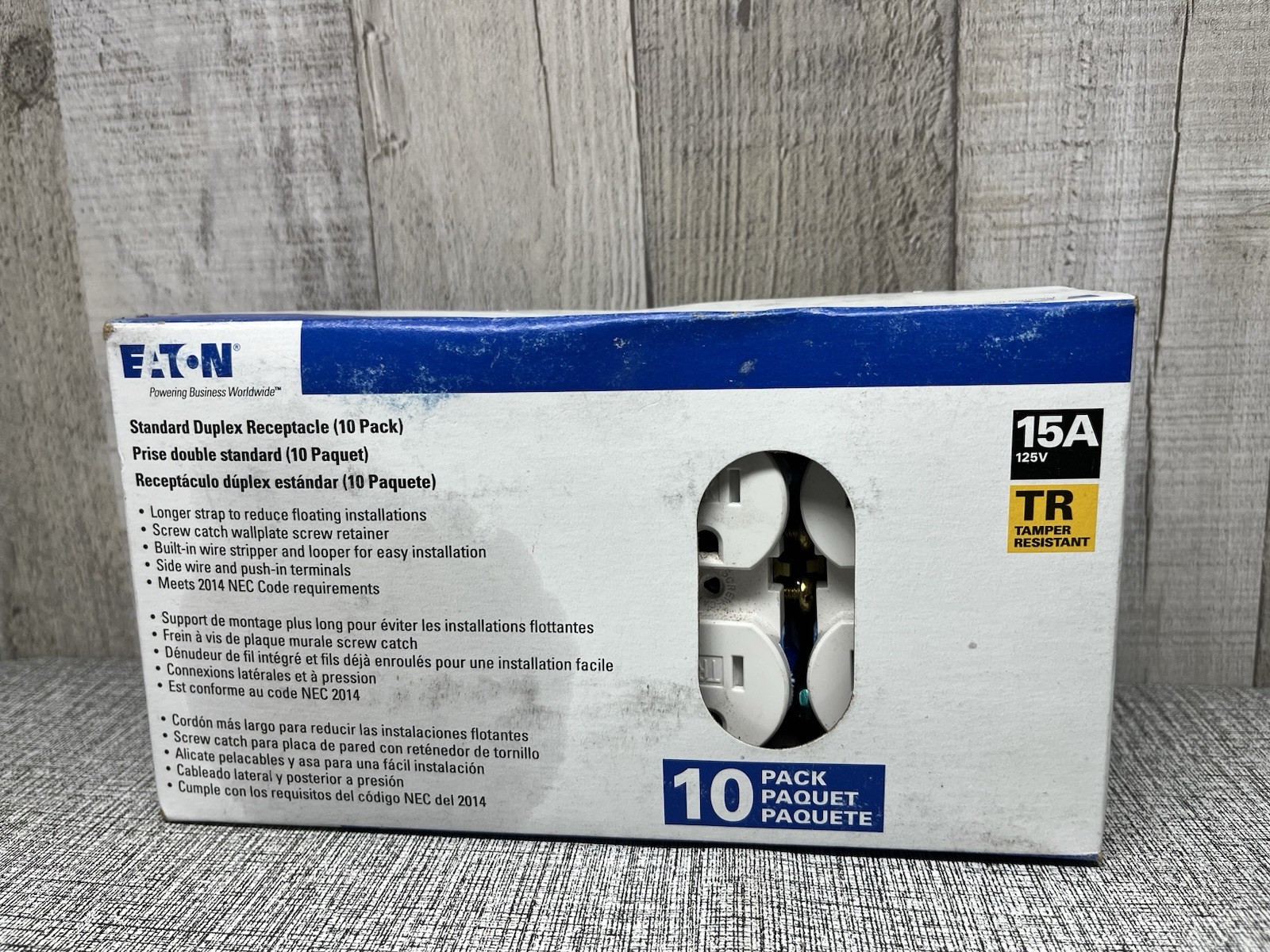 Eaton 10pk Standard 15A Tamper Resistant Duplex Receptacles -White- TR270W-10-LW