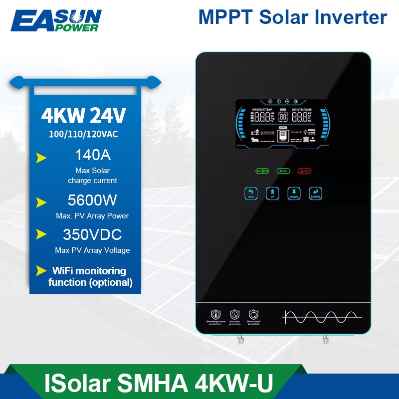Easun 4KW 4000W Hybrid Solar Inverter 24V 120V/240V MPPT 140A Parallel Wifi BMS