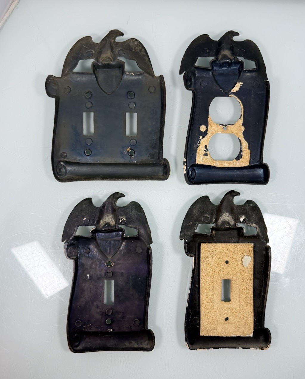 4pc Set Vintage GIM Ornate Brass Eagle Decorative Switch Plate & Outlet Covers