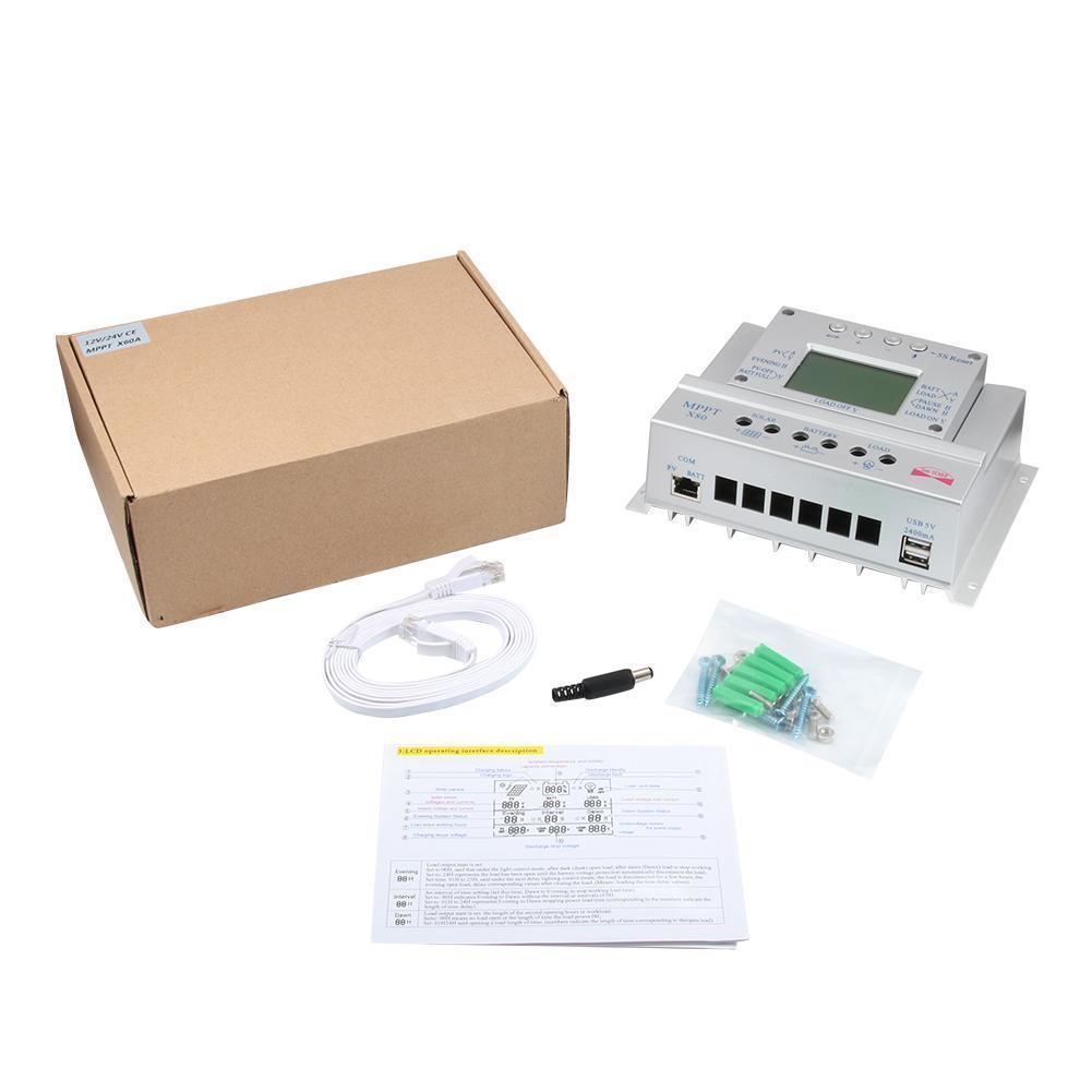 2 IN 1 80A MPPT Solar Panel Regulator Charge Controller 12V/24V 1000W/2000W G1