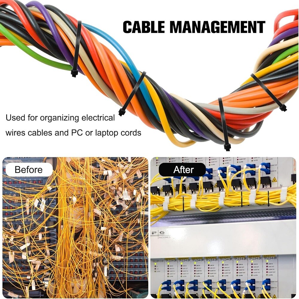 100-1000pcs Heavy Duty 8″ 12″ 15″ 18″ Nylon Plastic Cable Wire Zip Ties Wrap US