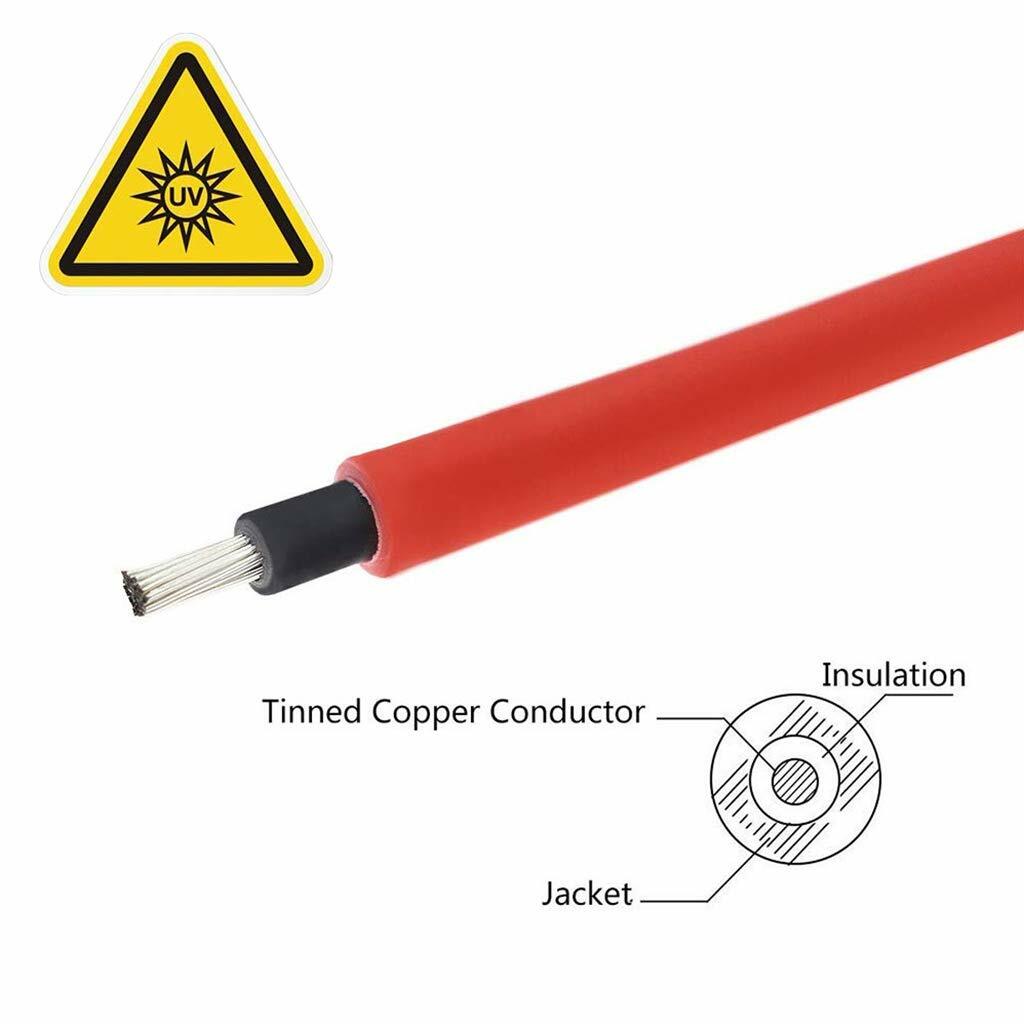 10AWG 1 Pair Black+Red Solar Panel Extension Cable with Female & Male Connectors