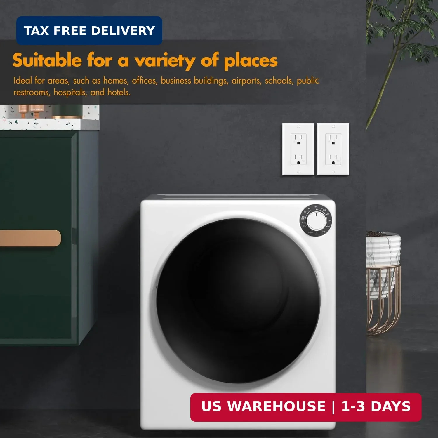 Decorator Receptacle Outlet, Standard Electrical Wall Tamper Resistant Decorativ