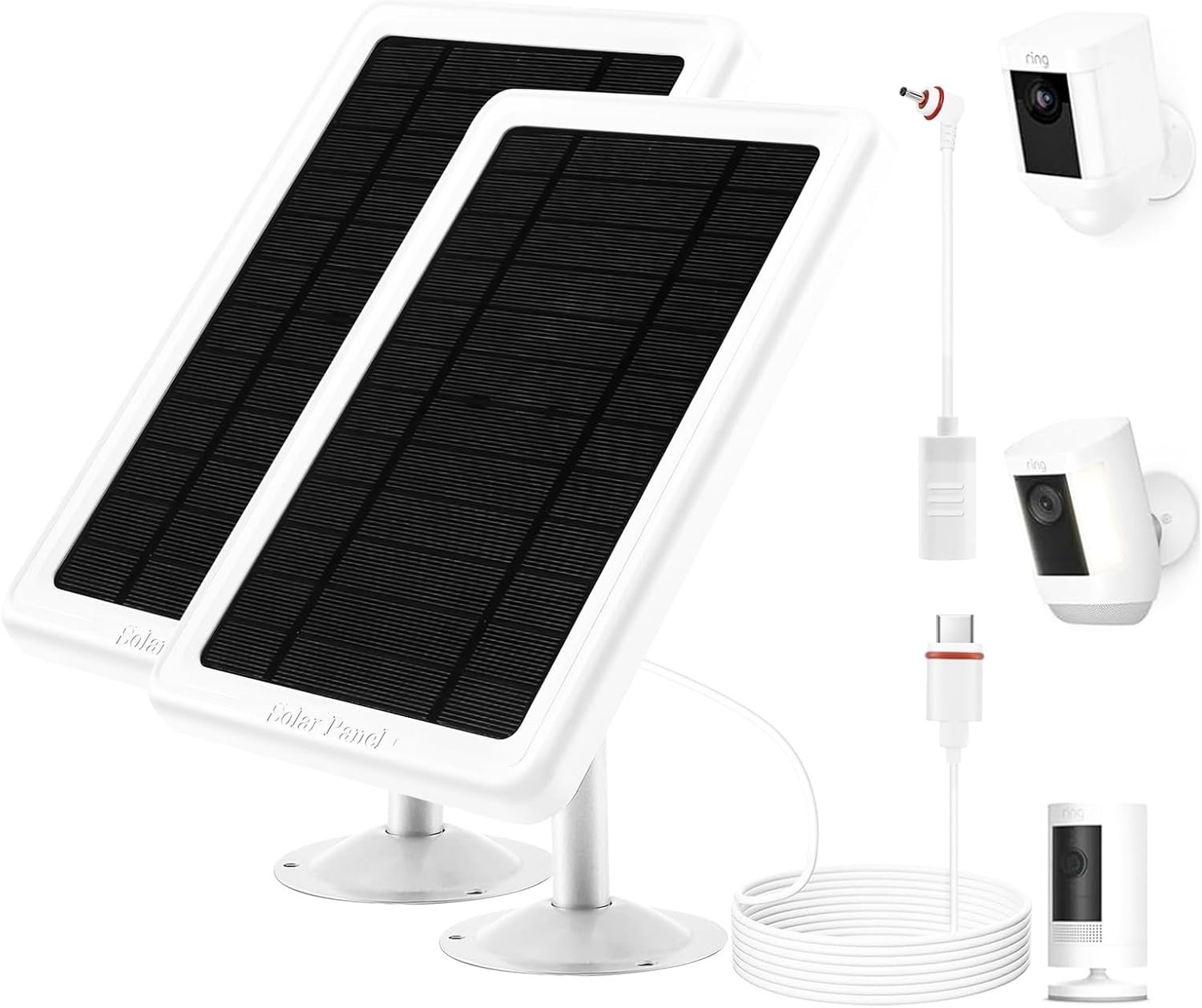 Solar Panel for Ring Camera(2Nd Generation), 2 Pack 5W Solar Panel with 10FT/3M