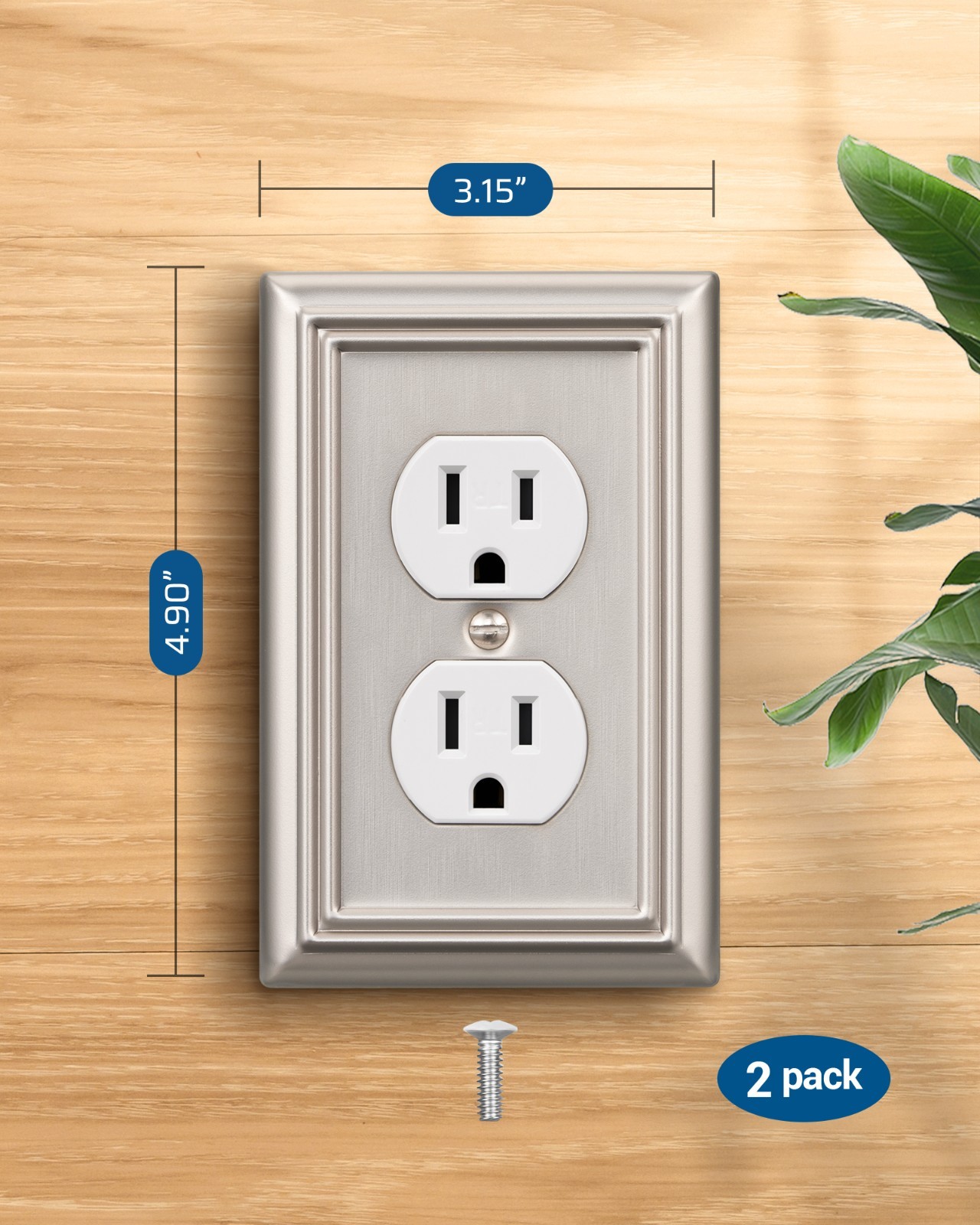DEWENWILS Heavy Duty Metal Wall Plate 8-Pack, Brushed Nickel Outlet Cover