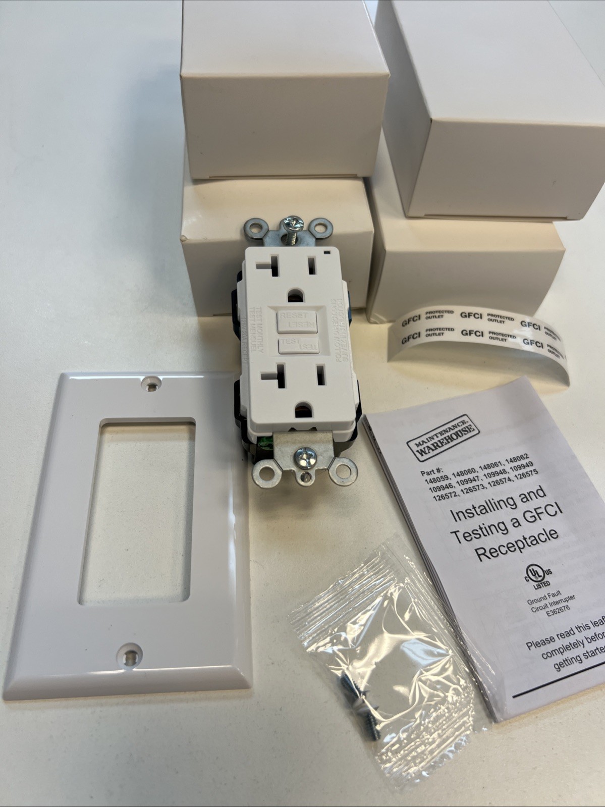 Maint Warehouse 4-Pack GFCI Outlet 20Amp, Outdoor Weather-Resistant(WR), 125V
