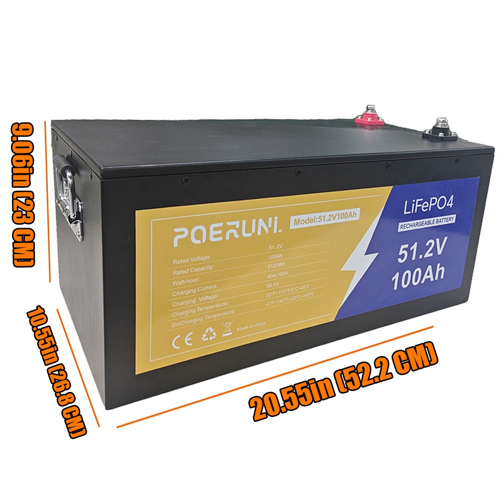 48V 100Ah LiFePO4 Lithium Battery Built-in BMS Deep Cycle For Golf Cart Marine