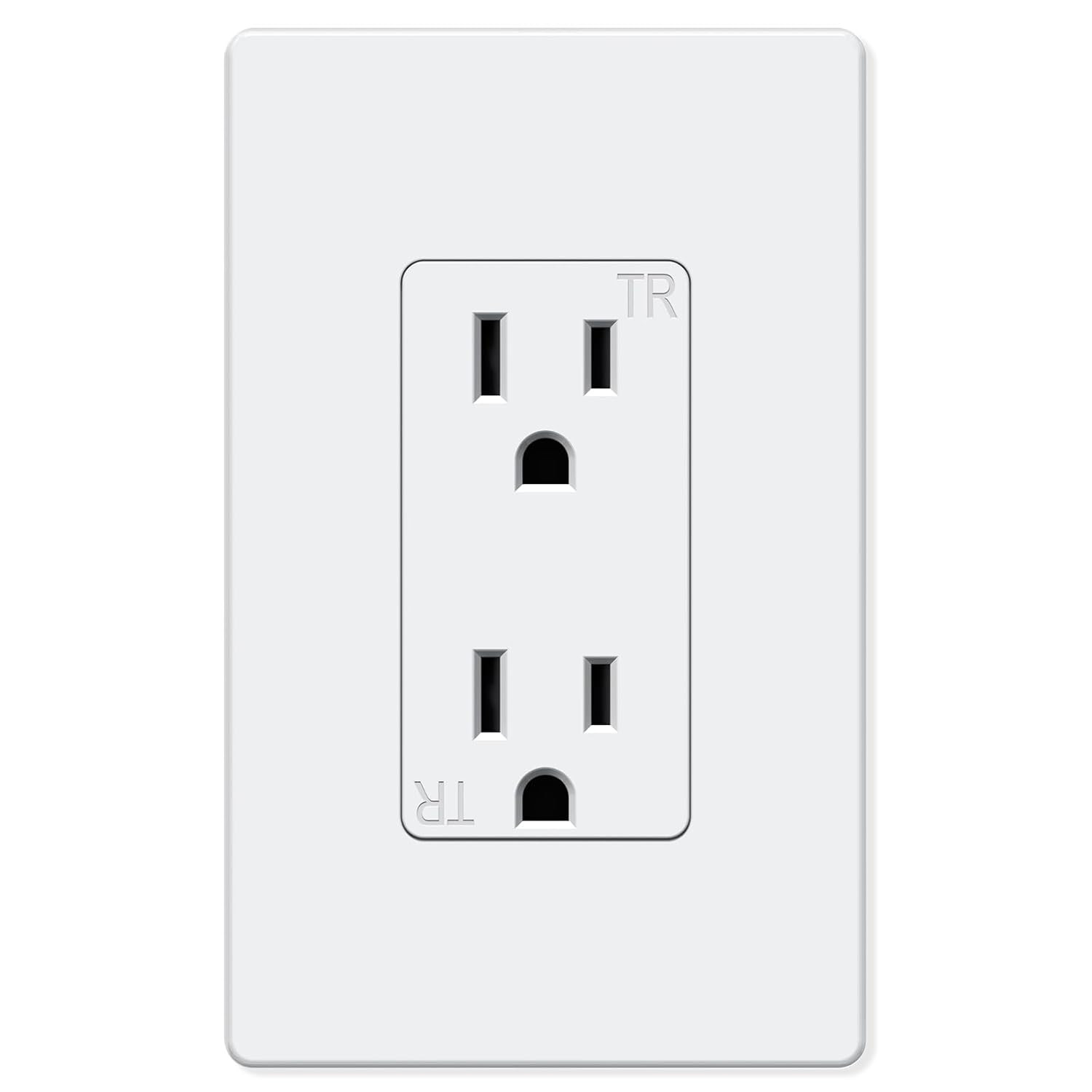 10Pack Duplex Receptacle Wall Outlet 15A Tamper Resistant Glossy White Screwless