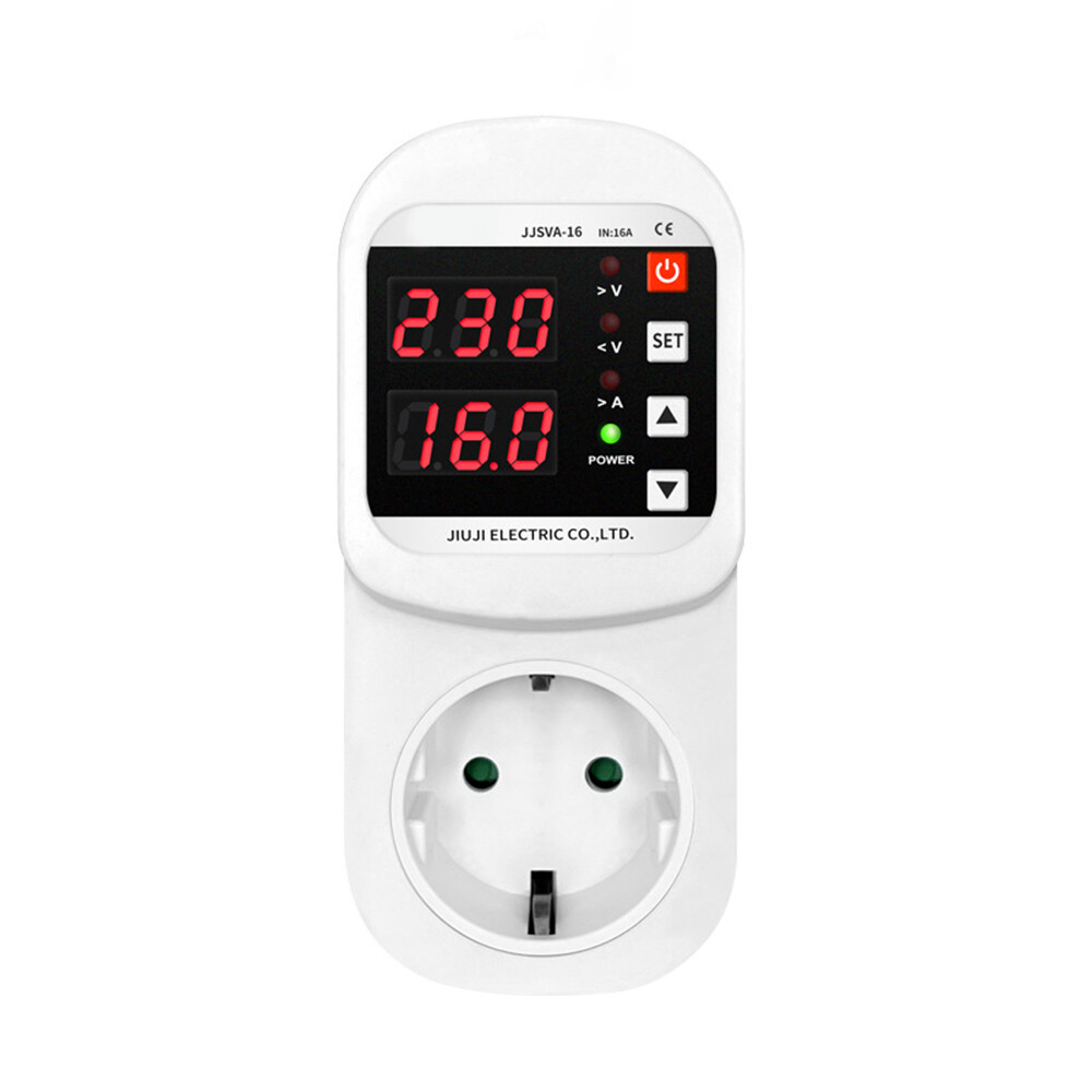 AC 220V LED Voltage Current Protection Socket Over/Undervoltage Adjustable 16A