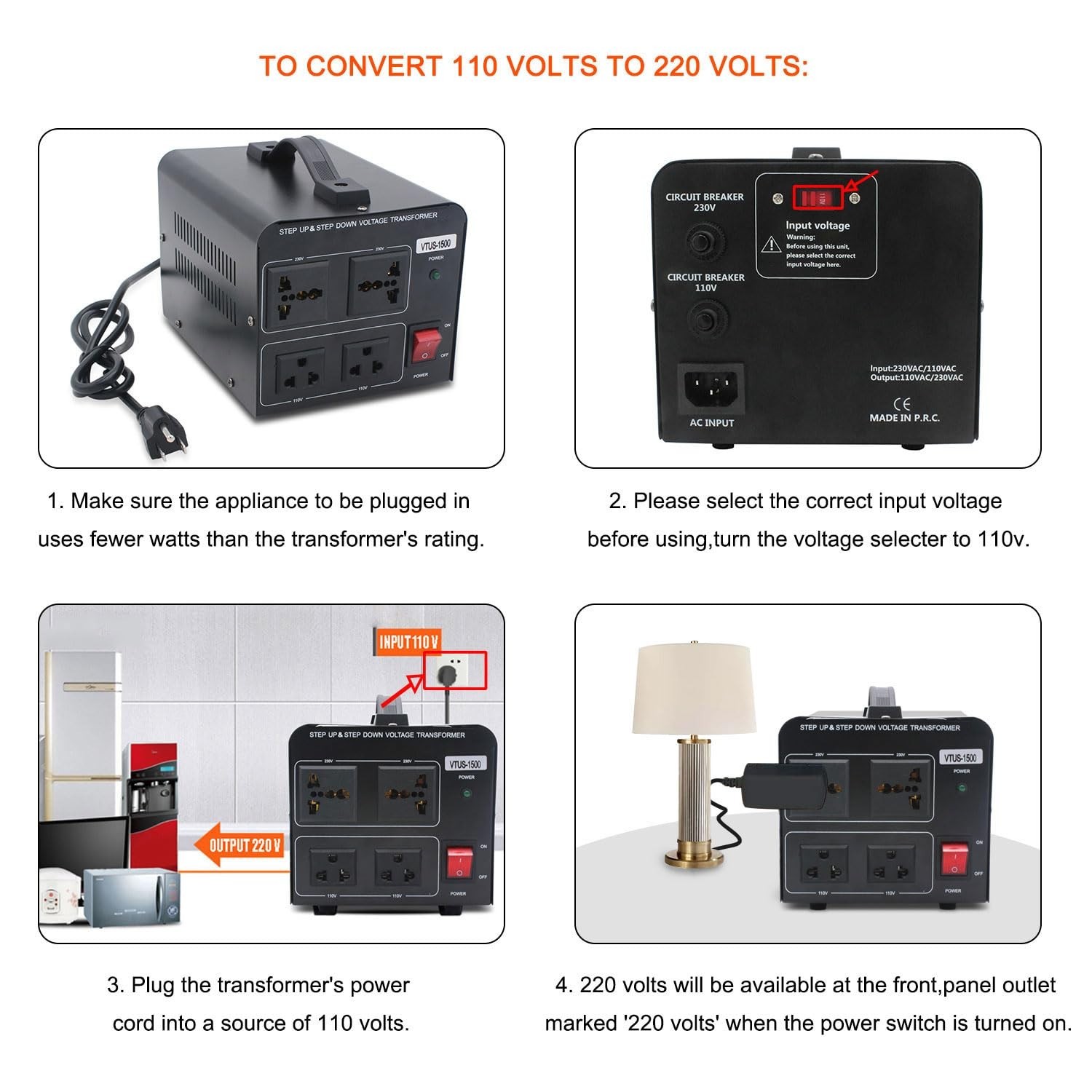 1500W Step Up & Step Down Voltage Transformer Converter 110V to 220V or 220V/…