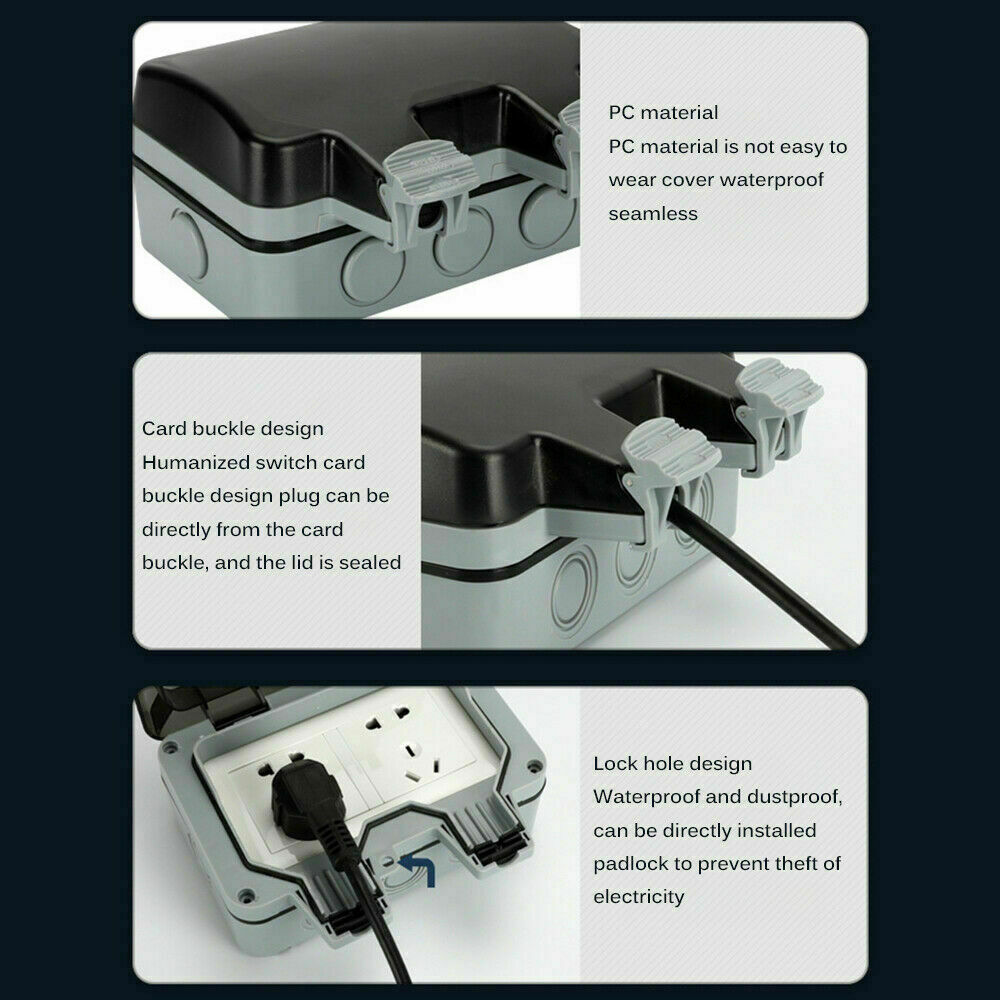 2 Gang Waterproof Outdoor Storm Switched Socket Double IP66 Outside Use
