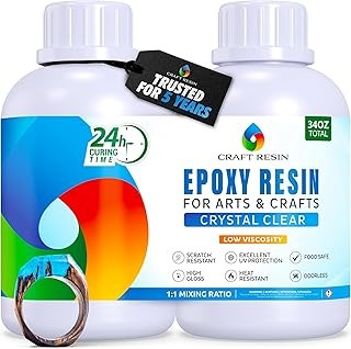 Craft Resin 34 Oz Crystal Clear Epoxy Resin Kit – Food Safe & UV Resistant for D