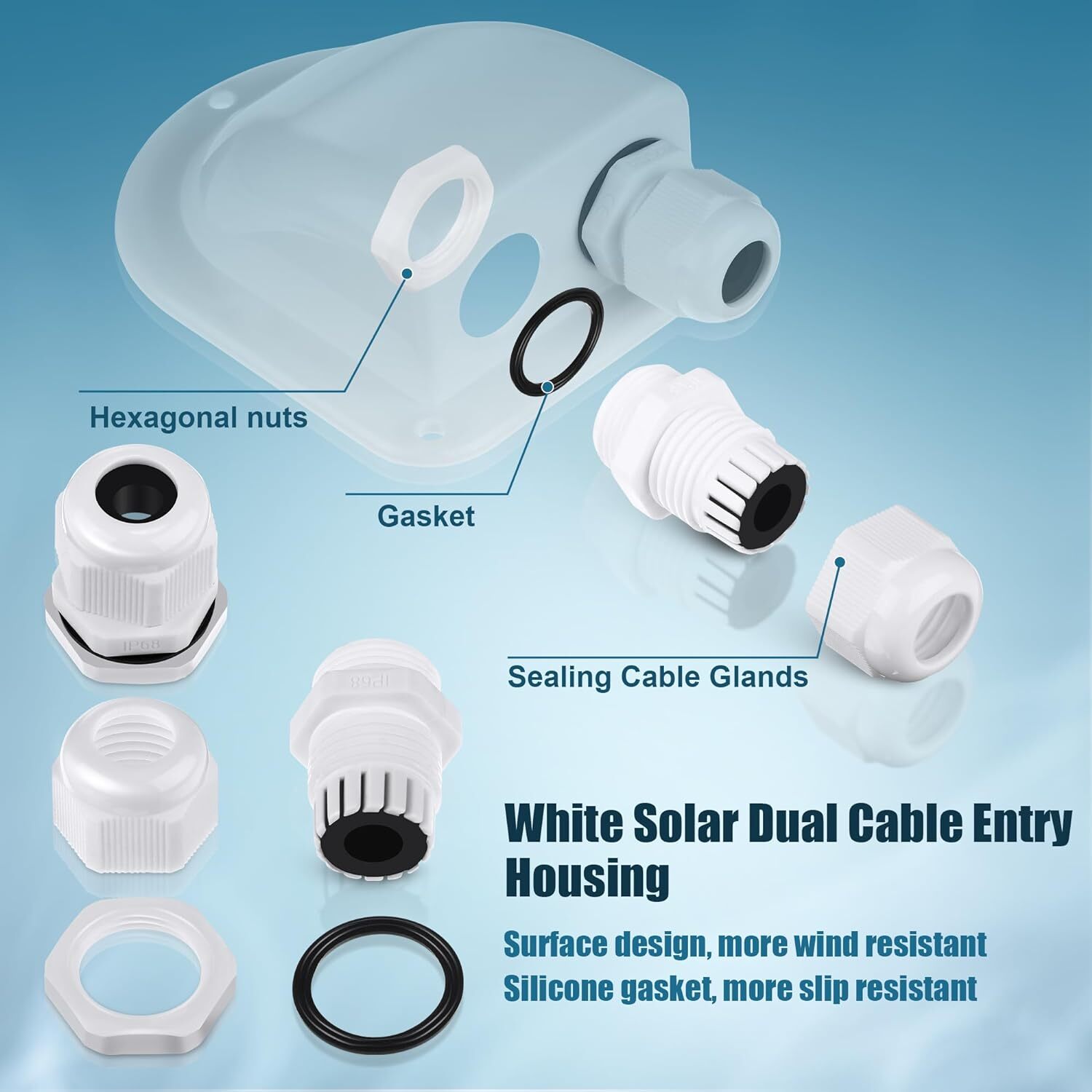IP68 Cable Gland Entry, 13AWG to 7AWG RV Roof Entry Box, ABS…