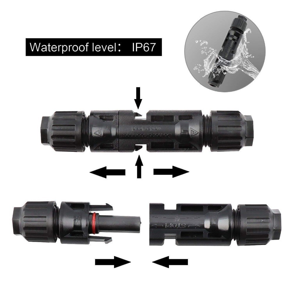 10 Pairs MC4 Solar Panel Connectors IP67 Waterproof PV Wire Cable W/ 2 Spanners
