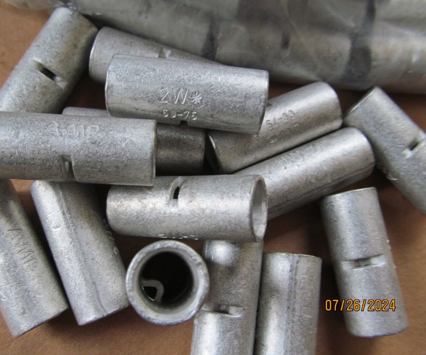 “LOT OF 8” A-MP 2W* Butt Splice Wire Cable Connectors, Copper w Tin Plating
