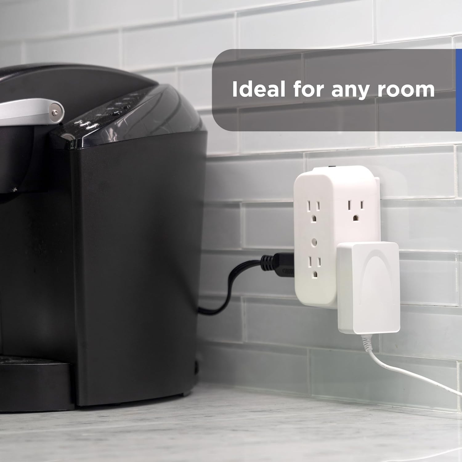 GE 6-Outlet Grounded Wall Tap Extender 56575 Space-Saving Three-Sided Design