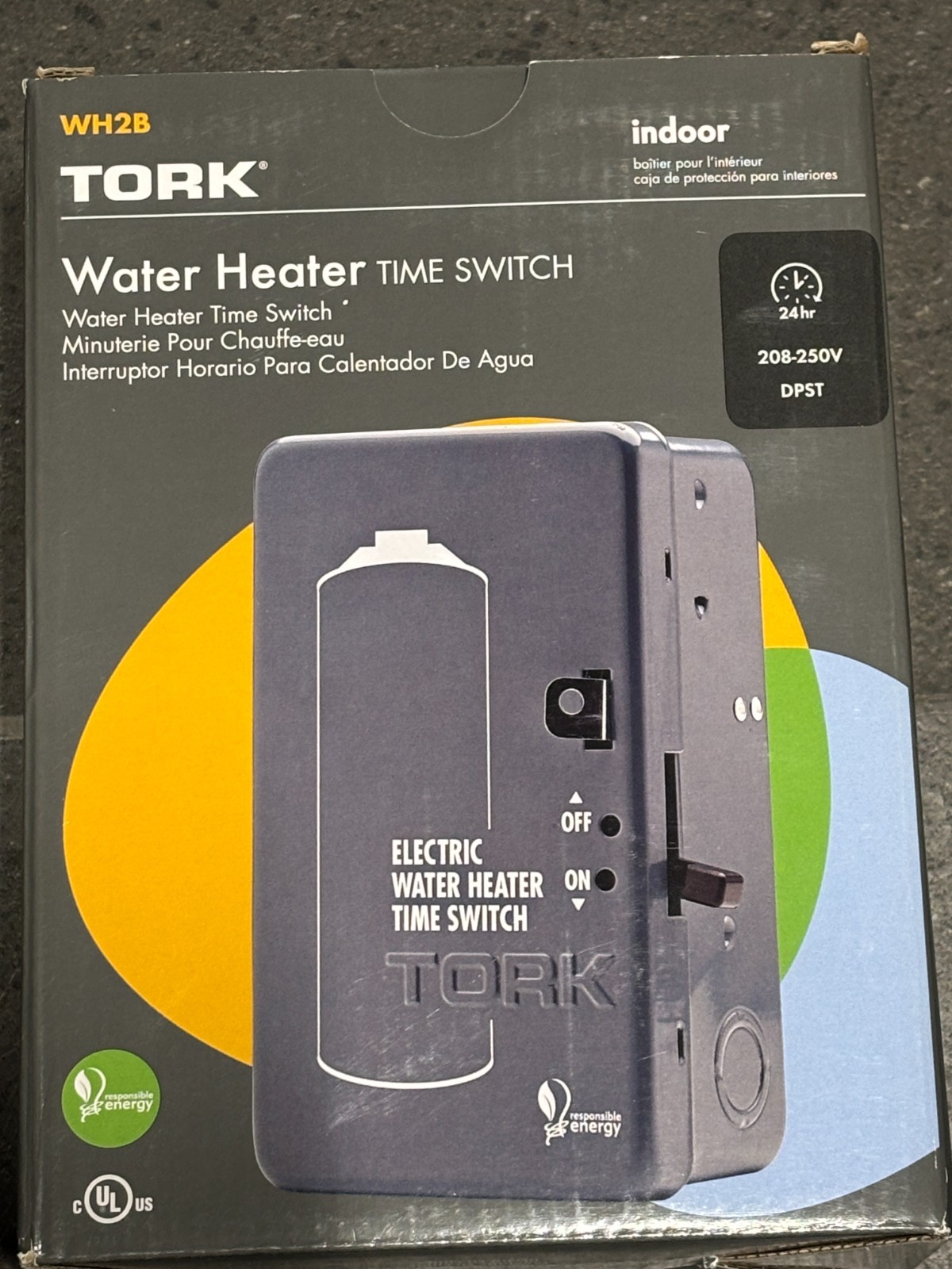 Tork WH2B Mechanical Water Heater Time Switch, 24-Hour 208/250V 40A DPST