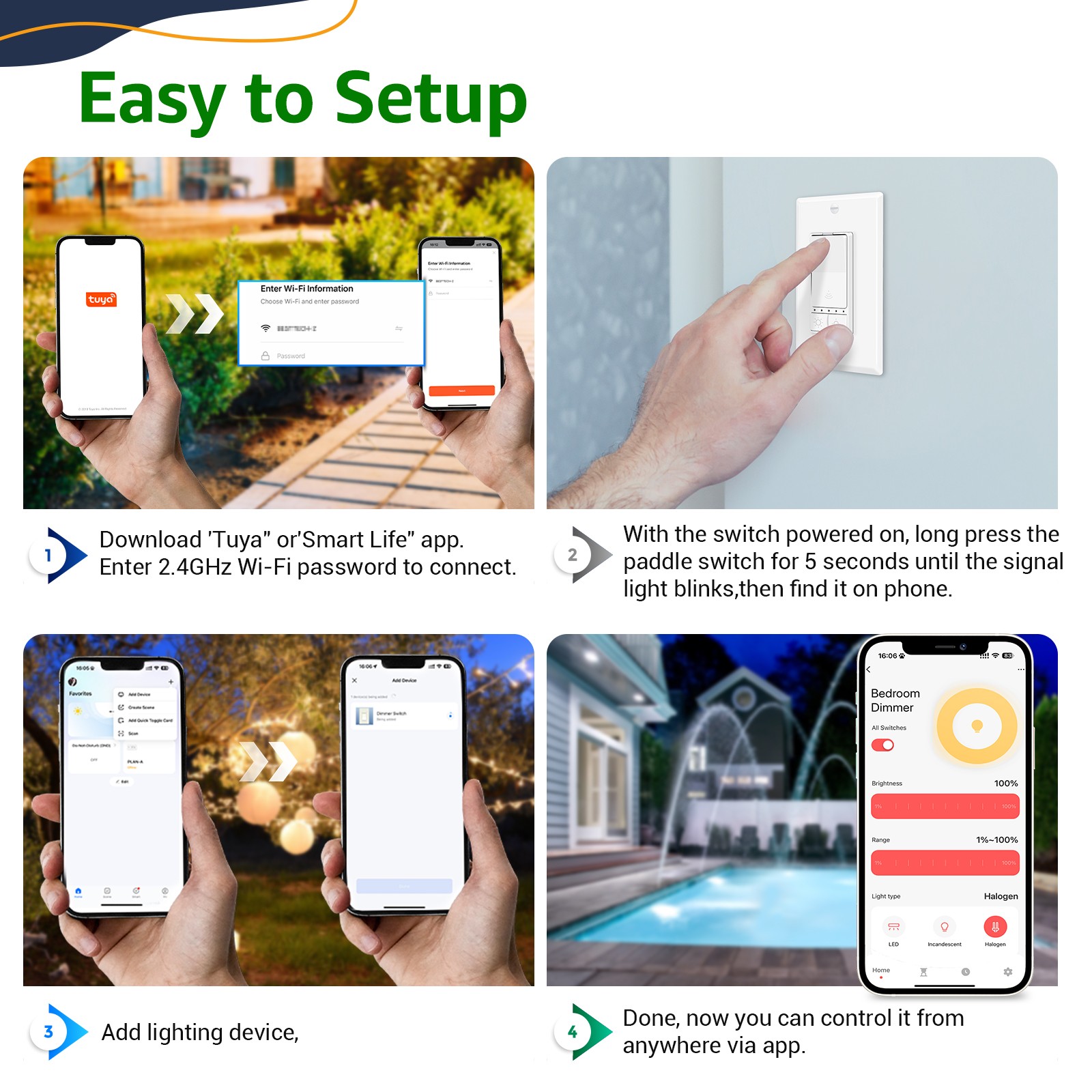 1× Smart Dimmer Switch for Dimmable LED CFL Incandescent WiFi Alexa Google Home