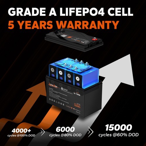 LiTime 12V 100Ah TM LiFePO4 Lithium Battery Low Temp Cut-off for Trolling Motor