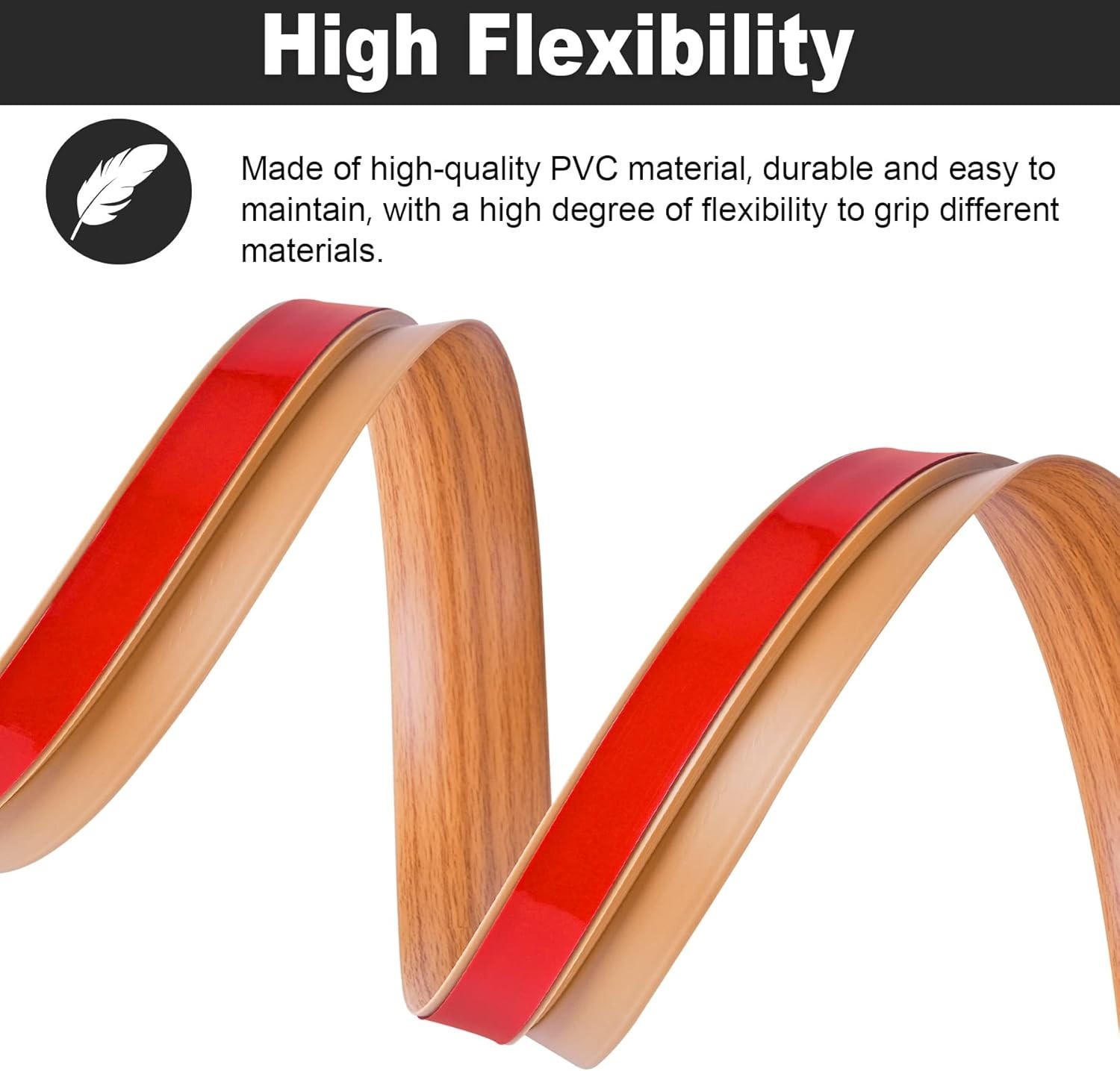 20Ft Self-Adhesive Carpet Transition Strip – Elegant Light Brown Coffee Finish
