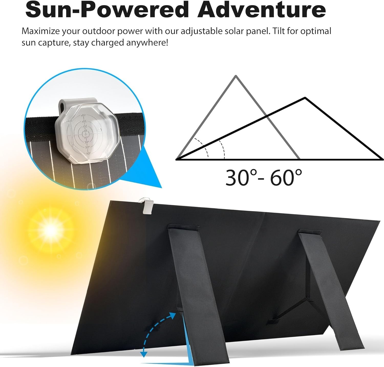 Black 100W Portable Foldable Solar Panel Kit for Power Station for Camping RVs