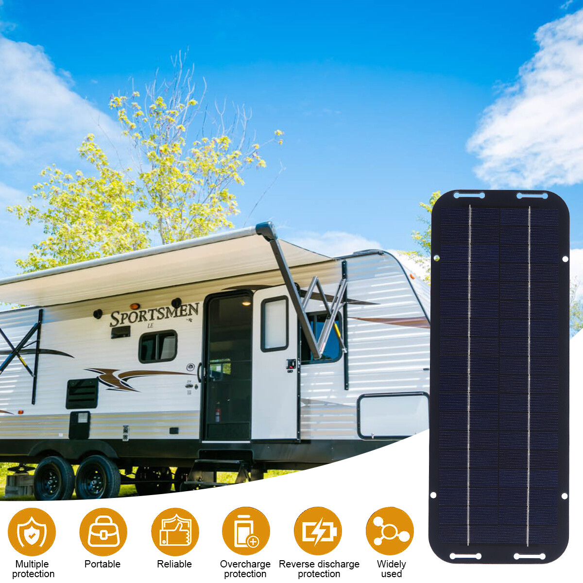 30W Solar Battery Trickle Charger Solar Panel Kit Battery Powered for RV Car Lot