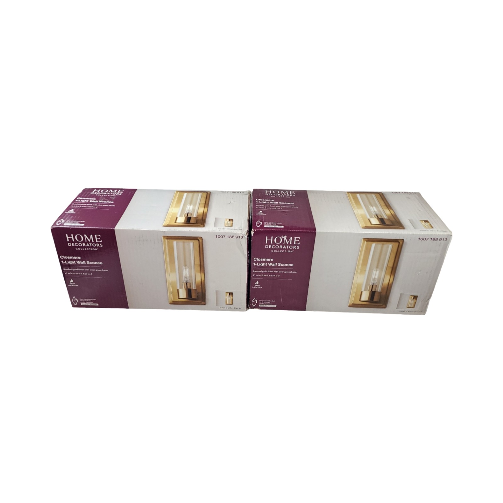 Home Decorators Closmere Brushed Gold Wall Sconce Bathroom Vanity Light 2-Pack