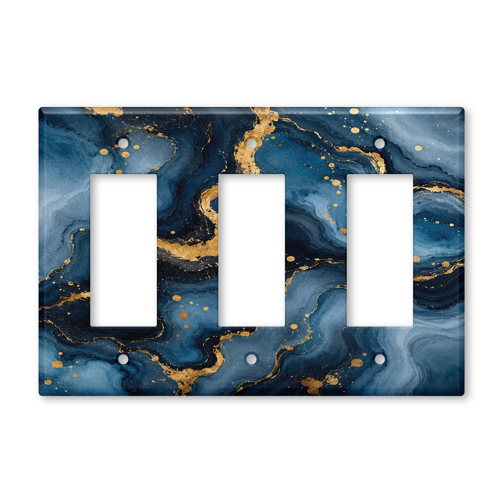 Blue Gold Marble Switch Plate Cover, Navy Abstract Light Switch Cover, Modern Lu
