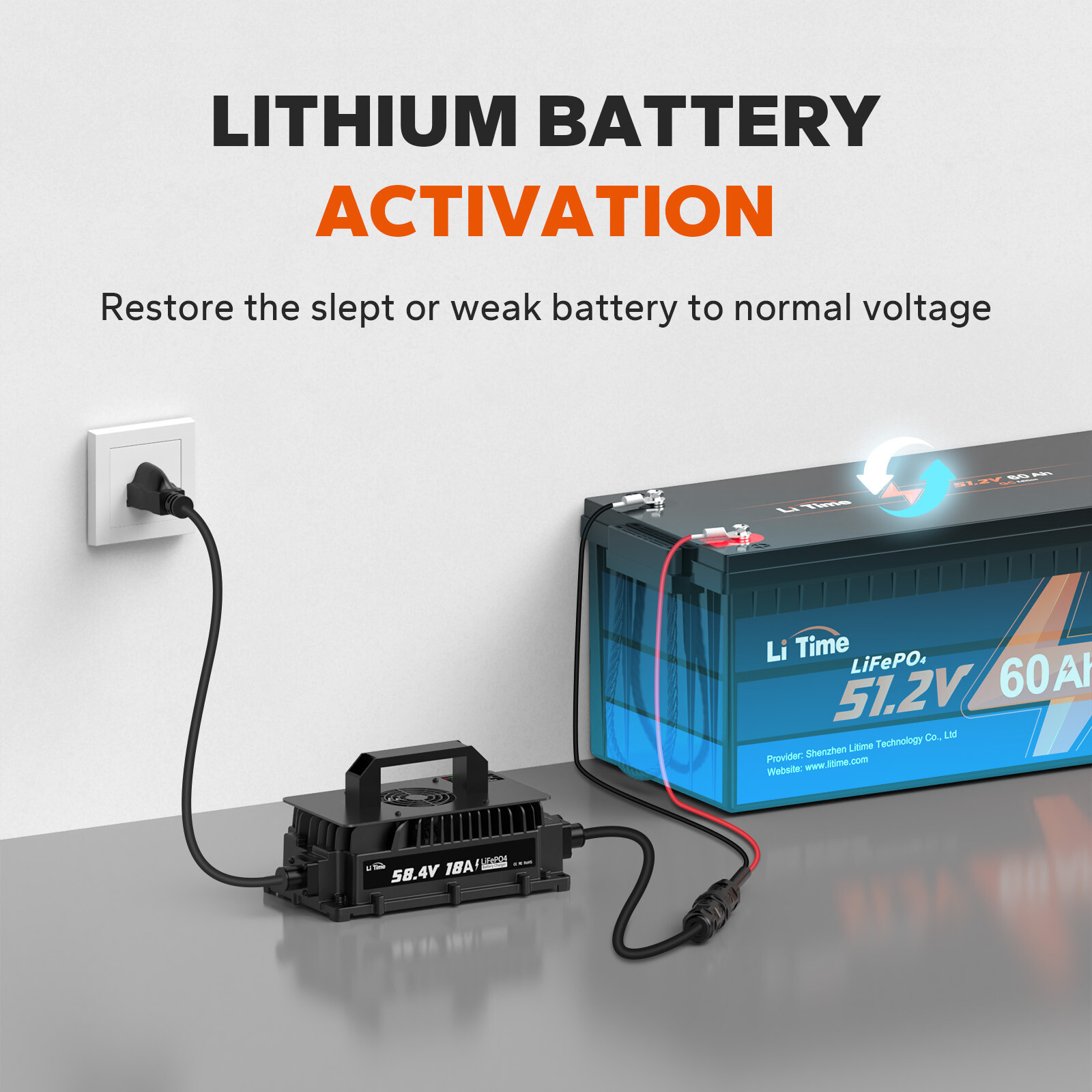 LiTime 58.4V 18A AC-DC Waterproof Charger for 48V LiFePO4 Battery-Refurbished
