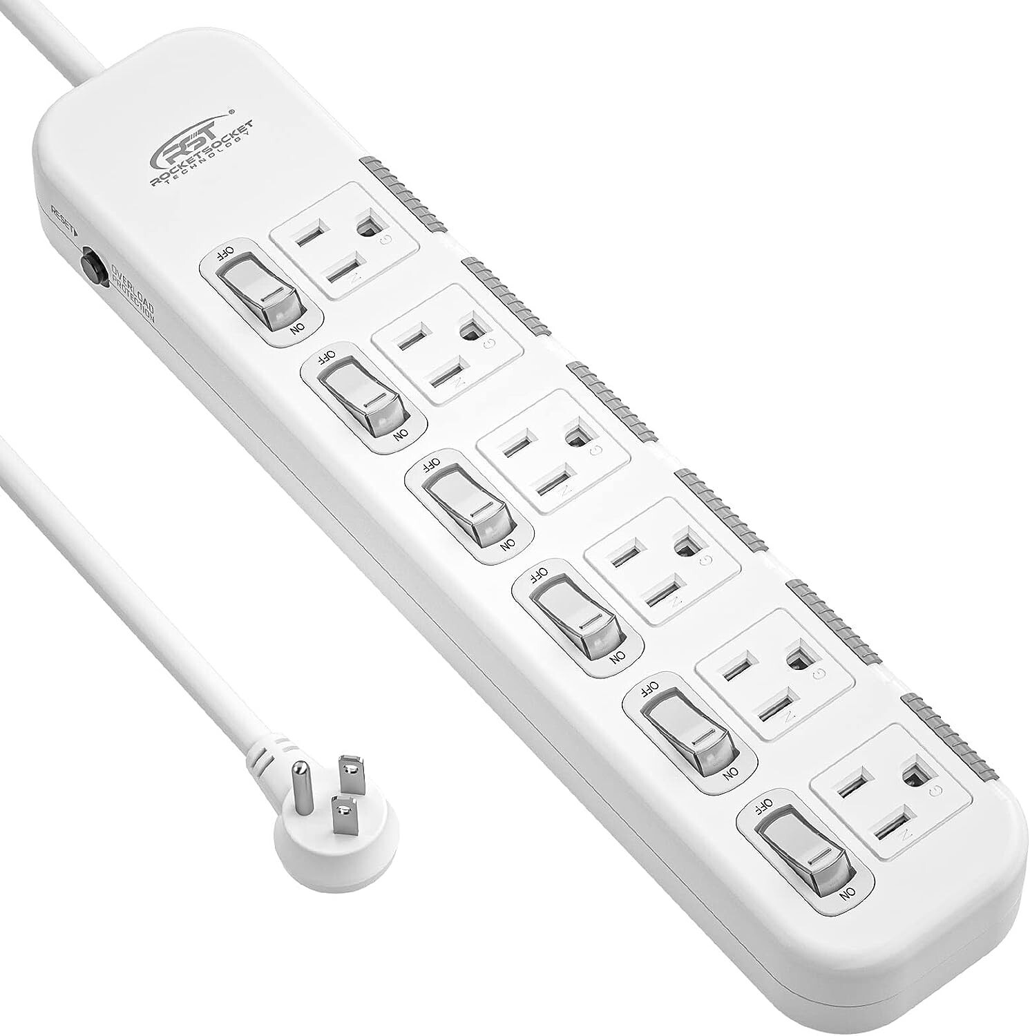 Power Strip Surge Protector with Safety Case 15A Power Strips with Individual Sw