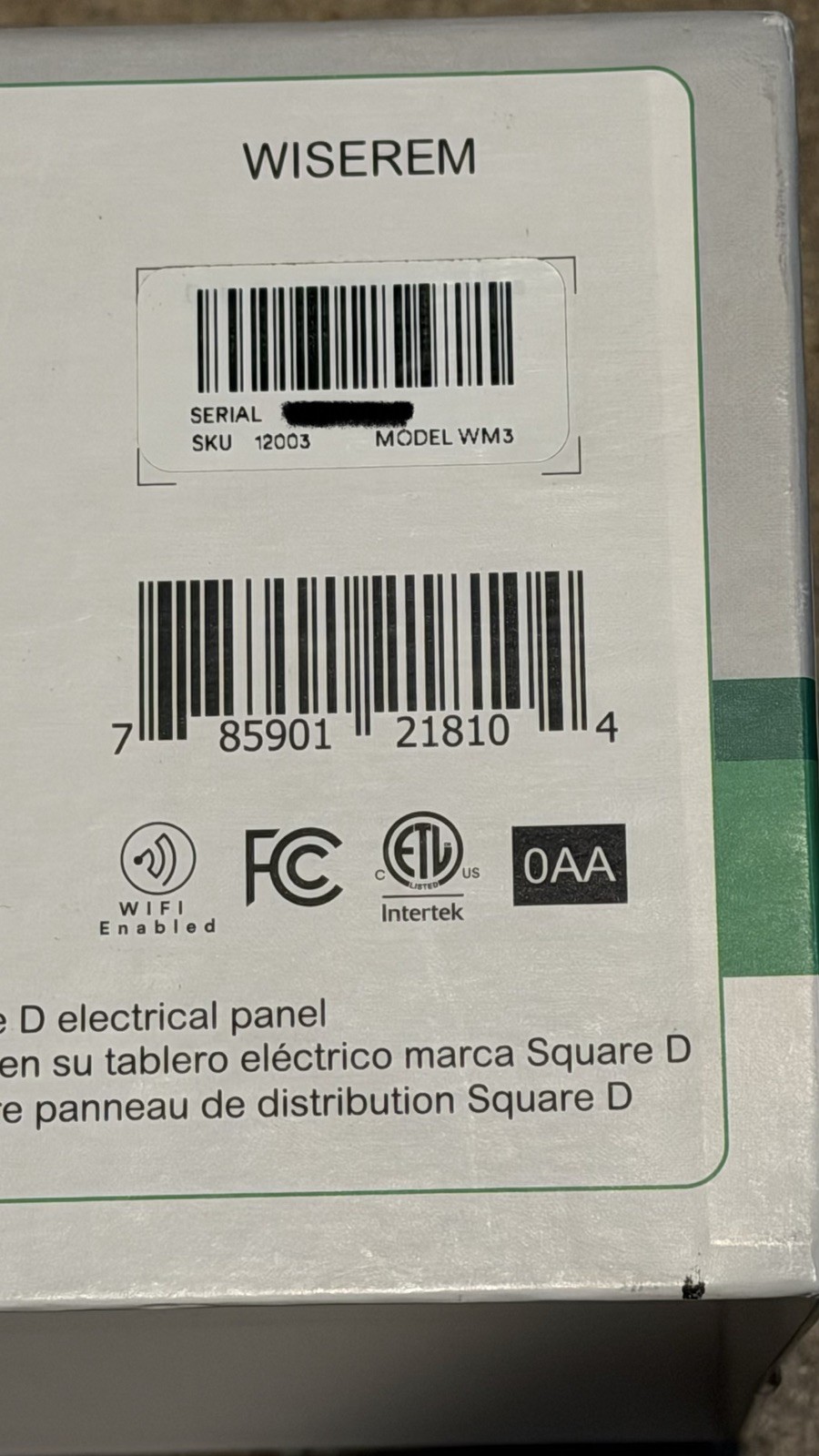 Square D Wiser Energy. WISEREM WM3 (Sense)