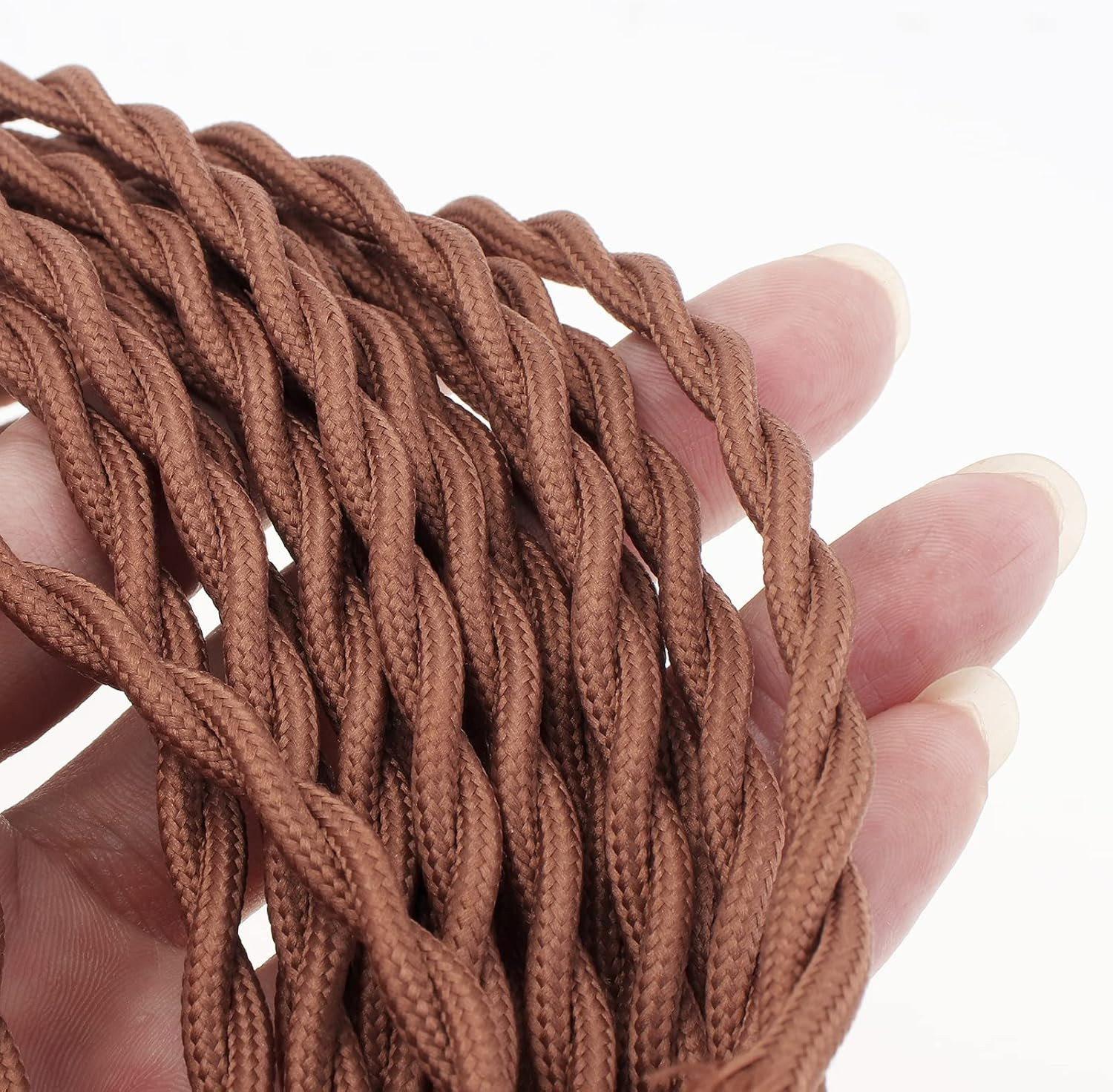 16.4Ft Twisted Cloth Covered Lamp Cord with Switch Button and Molded Plug,18-Gau