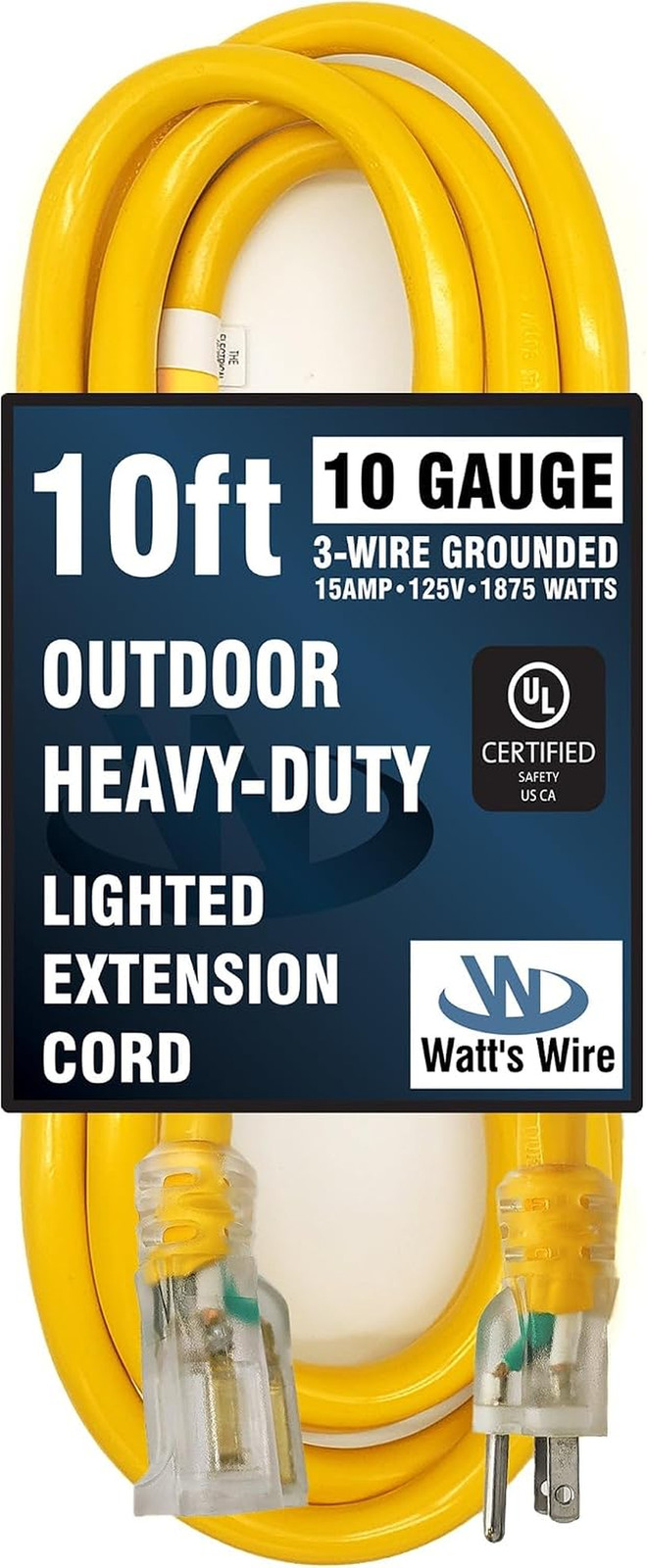 10 Ft 10 Gauge Extension Cord – Outdoor Extension Cord Waterproof – Heavy Duty O