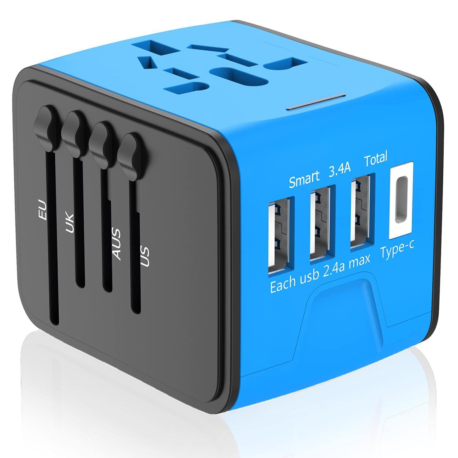 5-in-1 Worldwide Travel Adapter with USB C Fast Charge for US EU UK AU Charges 5