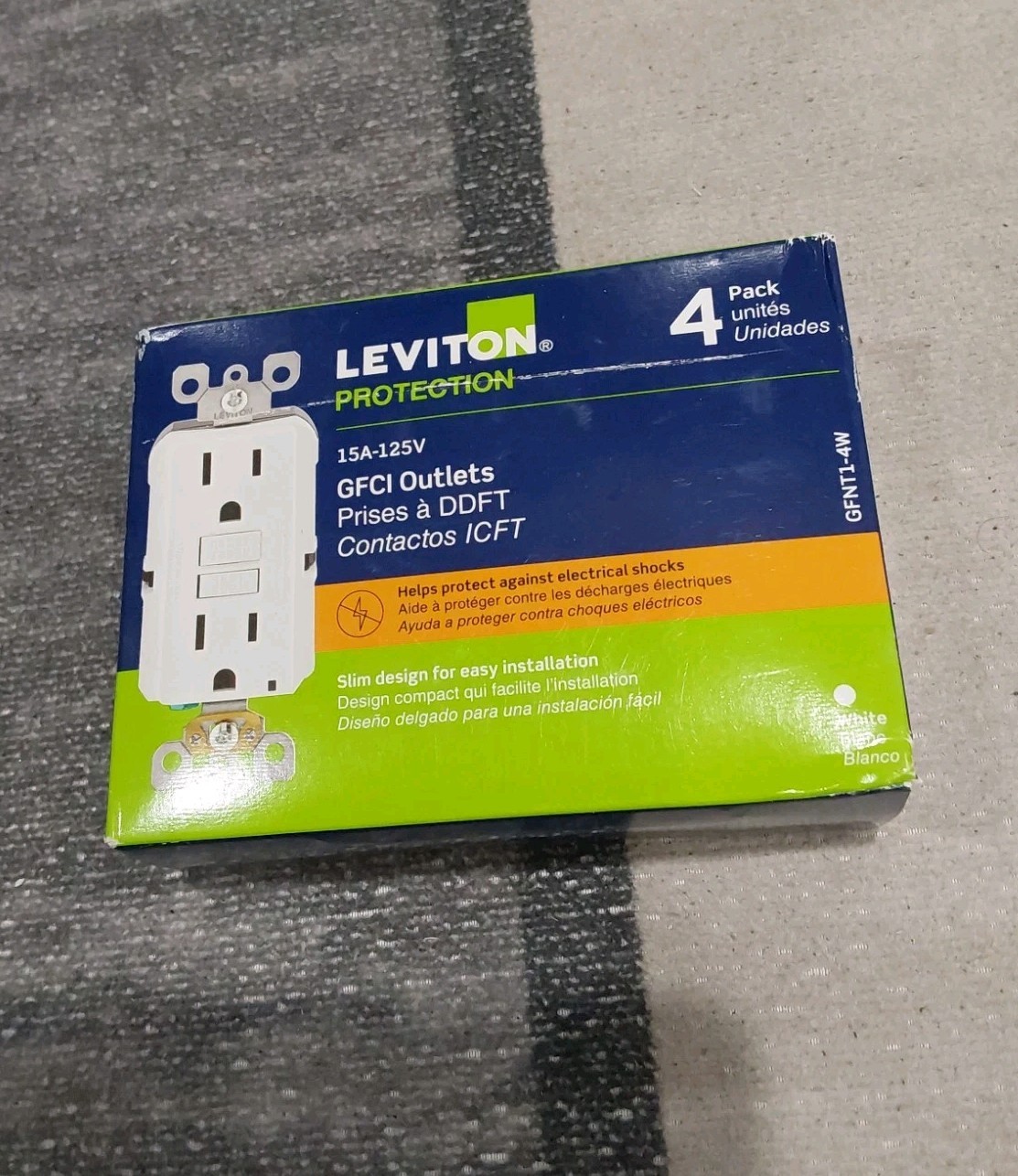 Leviton M22 GFNT1-4W 15A 125V GFCI Duplex Wall Outlet (4-Pack) White – NEW B3