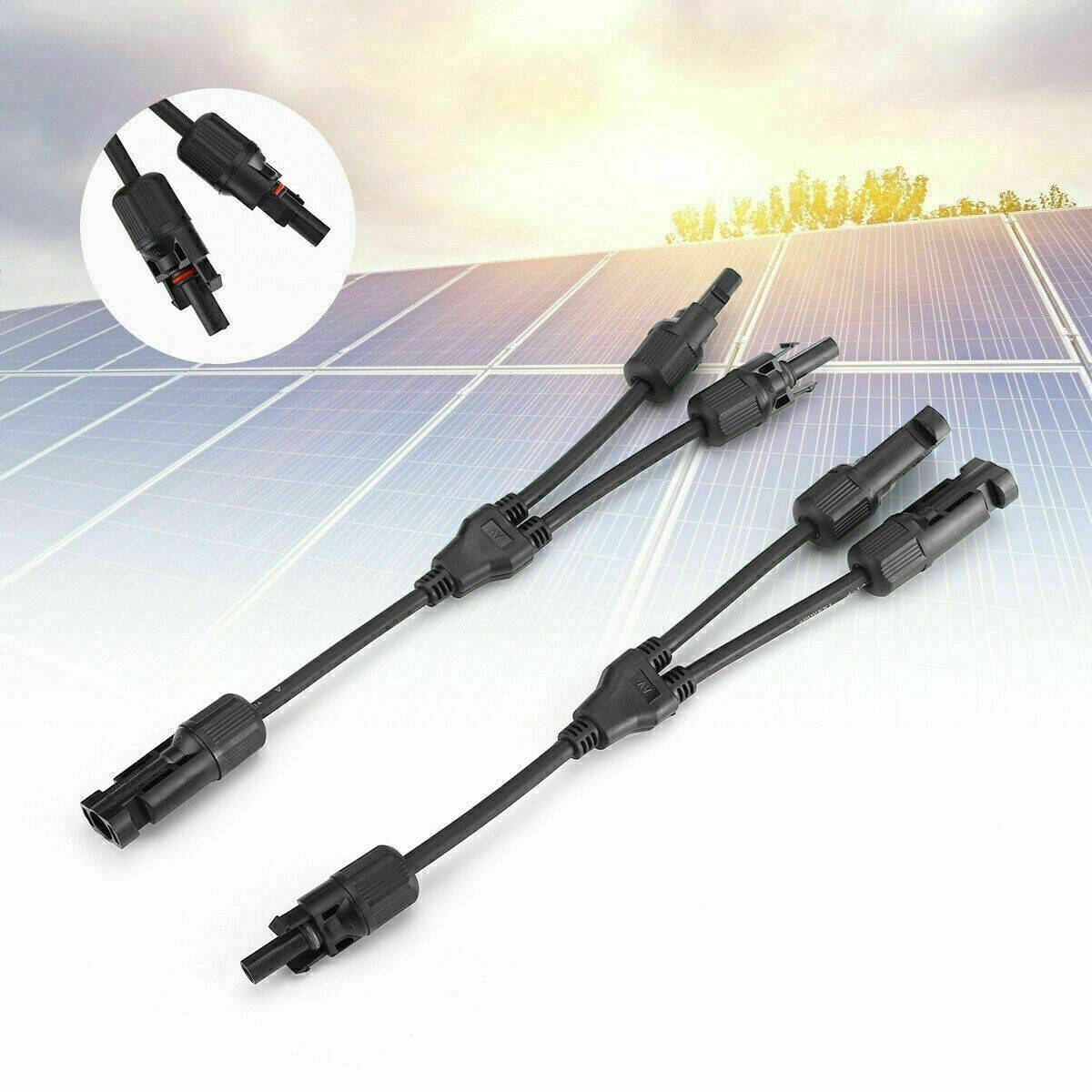Y Branch Solar Panel Connector Cable 30A 1 to2 Parallel Adapter Waterproof