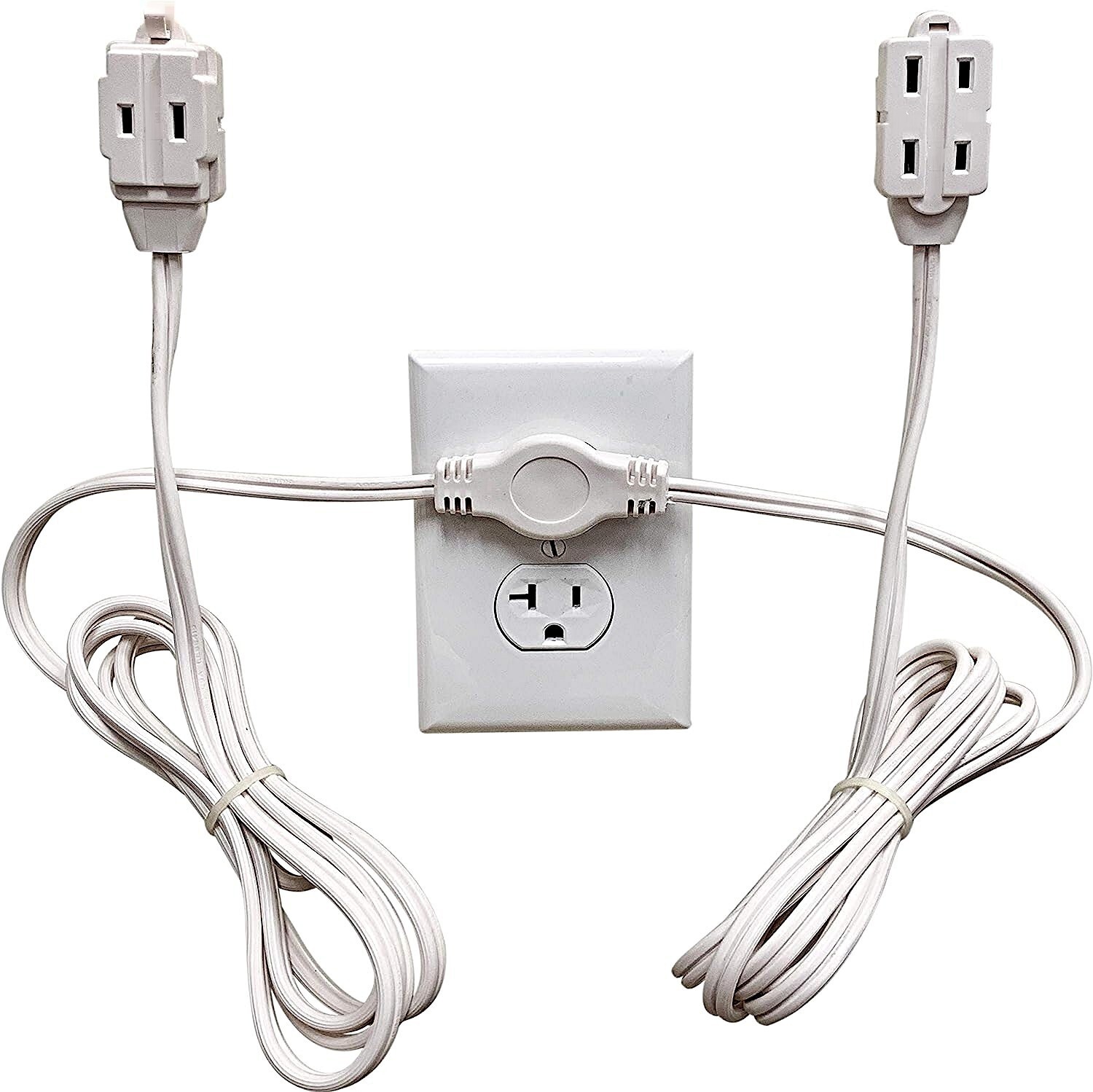 12 Ft Twin Extension Cord – 6 Feet on Each Side, Multi Outlet 3 Prong USA Plug