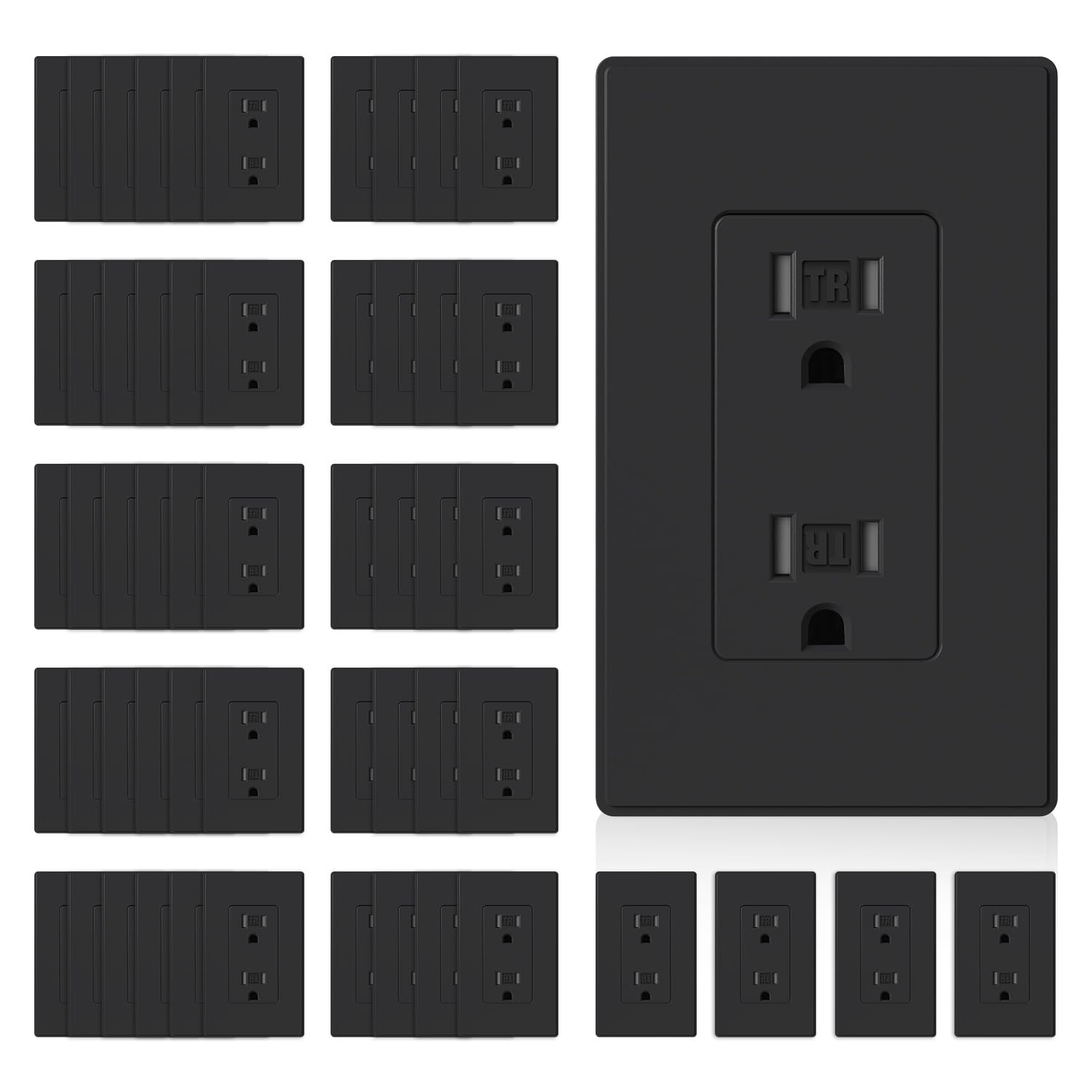 15 Amp Tamper Resistant White Electrical Wall Outlet, 125V, UL Listed, 20 Pack