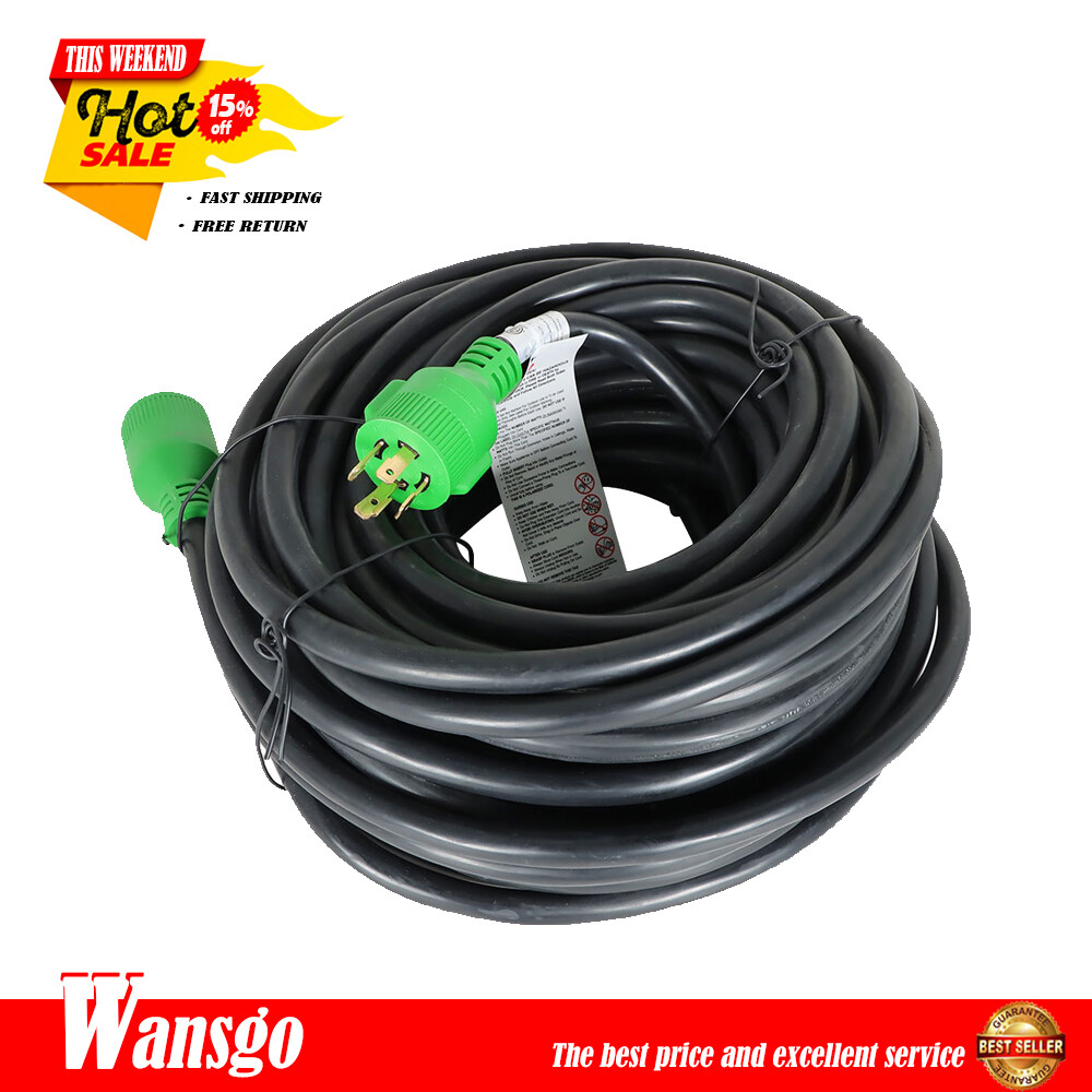 100 FT 30 AMP 4 Prong Generator Extension Cord NEMA L14-30P to L14-30R