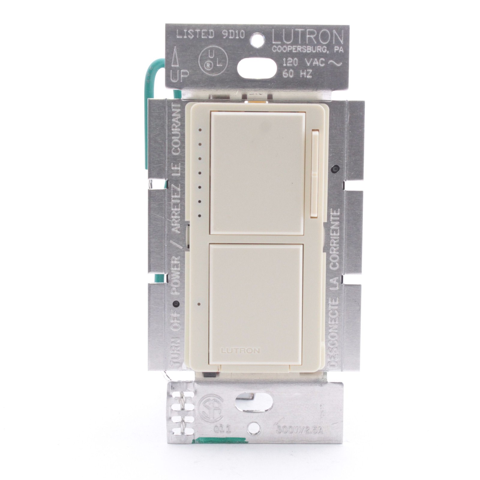 Lutron Maestro Almond Single Pole 300W 2.5A Incandescent Tap Dimmer MA-L3S25-AL