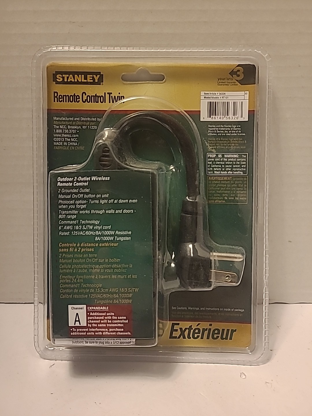 STANLEY Remote Control Twin 2 Outlet Outdoor 80 ft Range Item# 56326 NEW