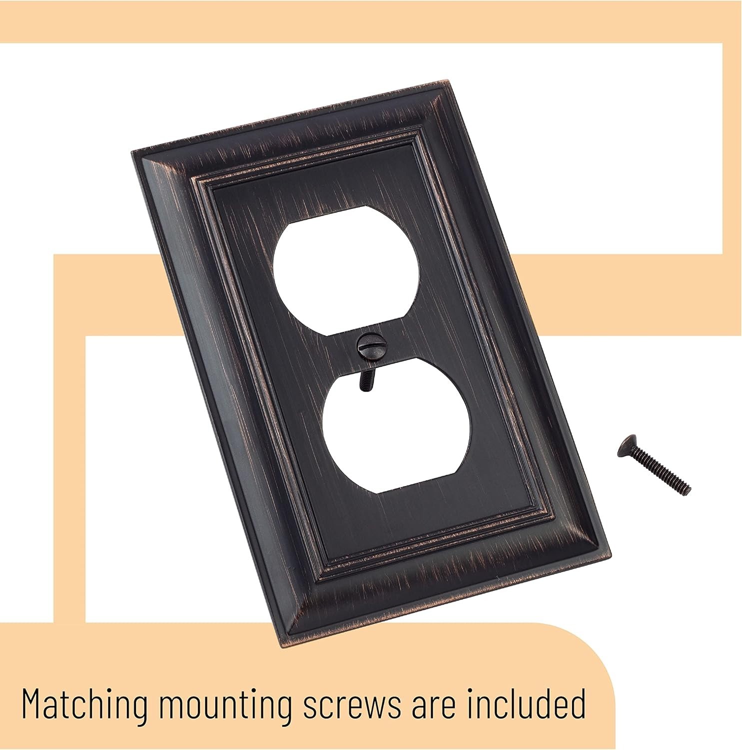 Heavy-Duty Bronze Duplex Outlet Cover – Fade-Resistant Metal Wall Plate, 1 Count