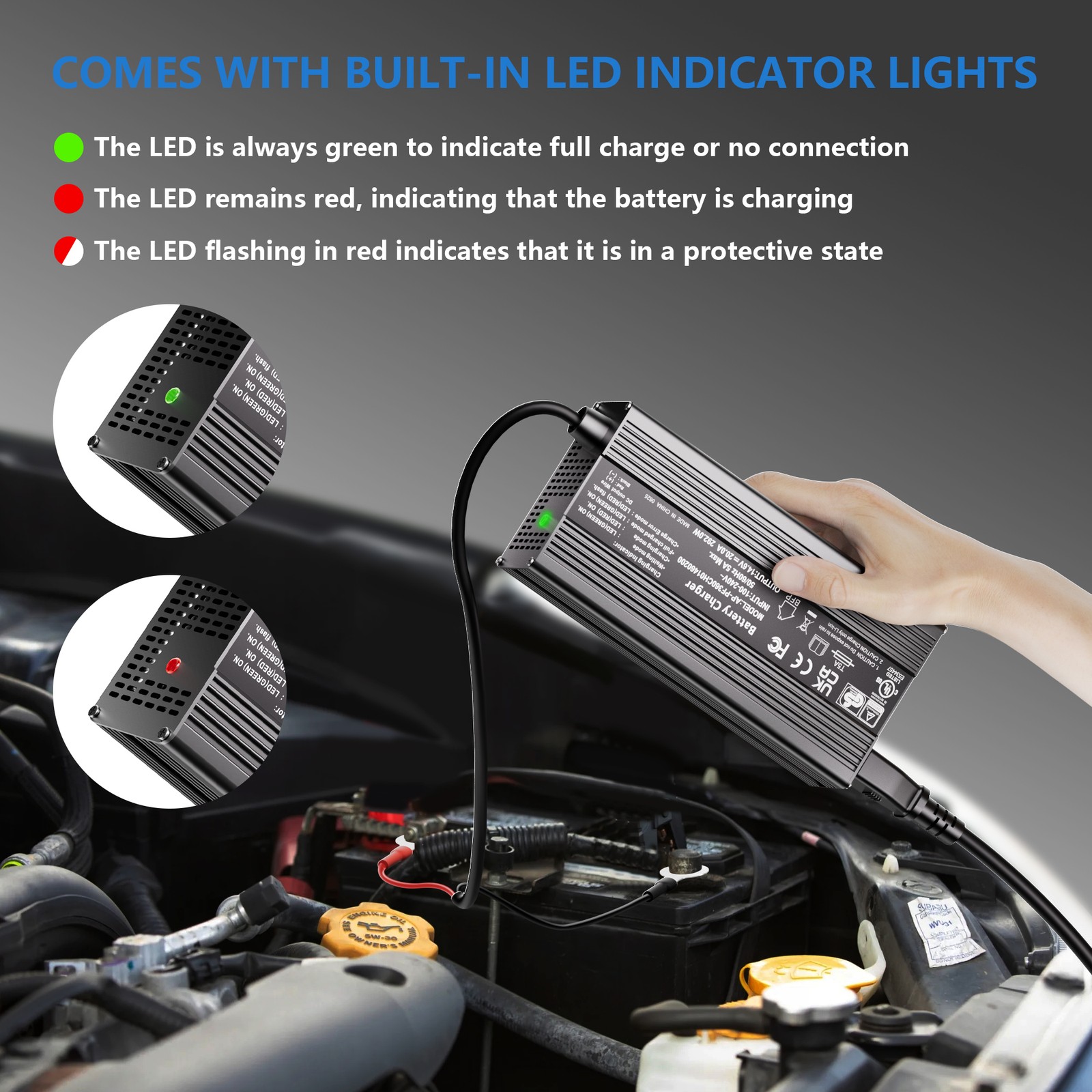 12V 200Ah LiFePO4 Lithium Battery Built-in BMS Deep Cycle whit 14.6V 20A Charger