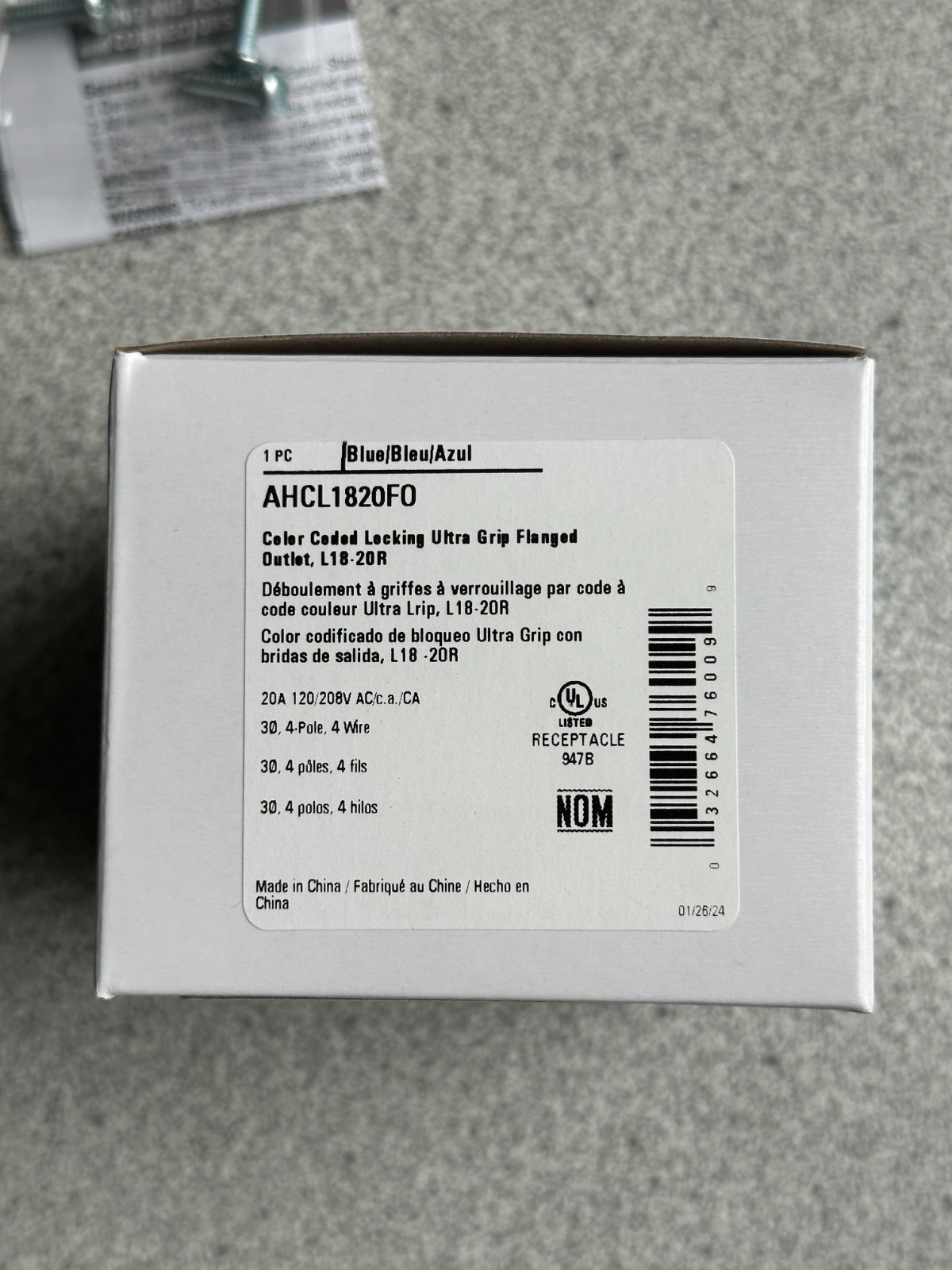 NEW Eaton AHCL1820FO Blue Locking Flanged Outlet 20A 120/208V 3ØY 4P4W L18-20R