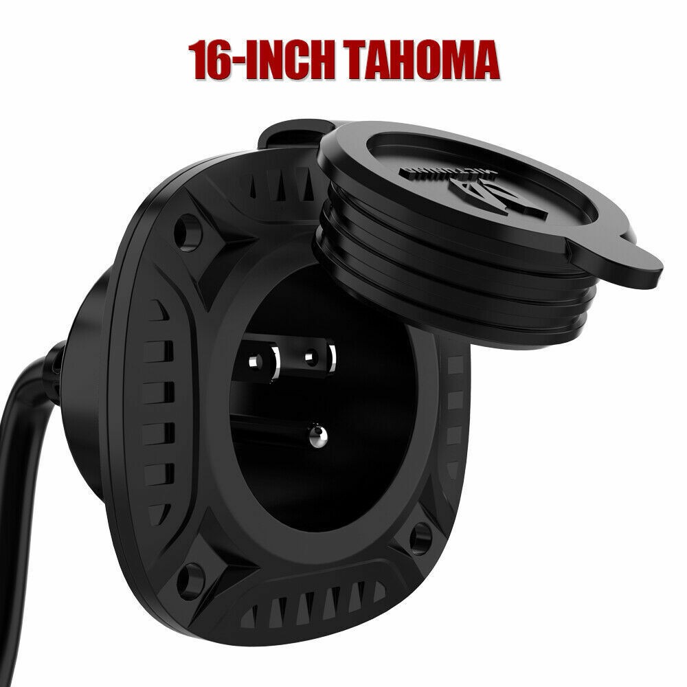 125v 13A Ac Port Plug with 16″ Integrated Trailer Extension Cord Waterproof Cap