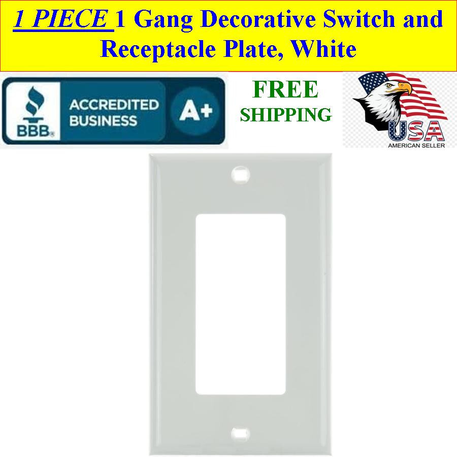 Sunlite E301/W 1 Gang Decorative Switch and Receptacle Plate, White