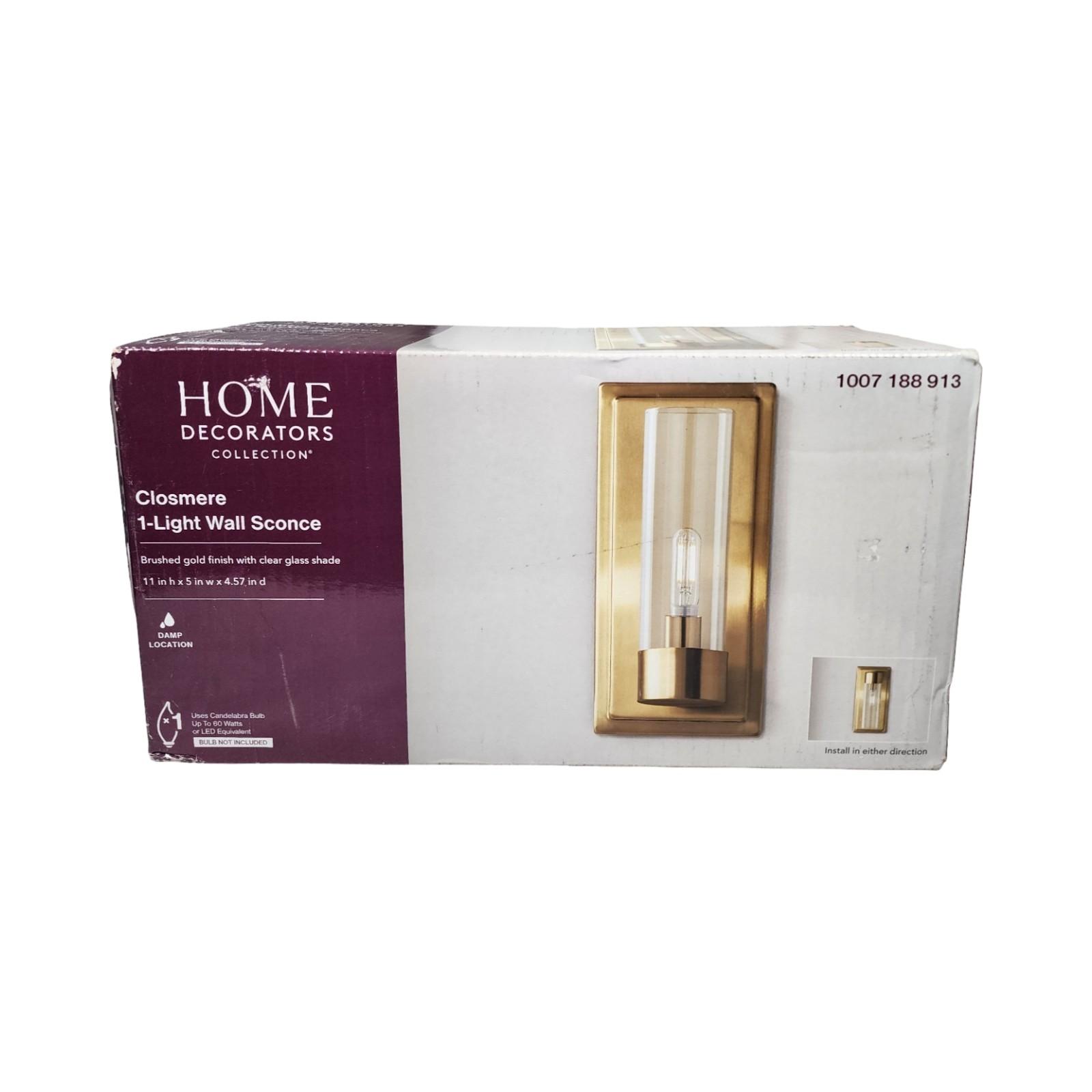Home Decorators Closmere Brushed Gold Wall Sconce Bathroom Vanity Light 2-Pack