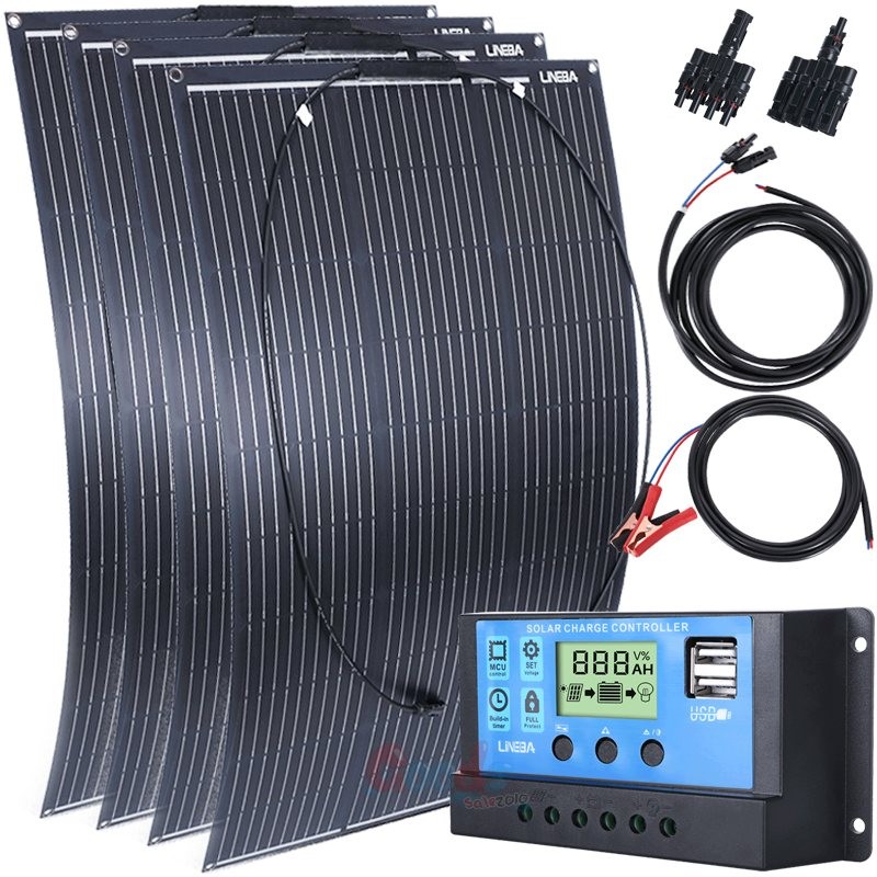 200W 400W Flexible Solar Panel Kit Mono 12V Ultra Thin for RV Camper Off-Grid