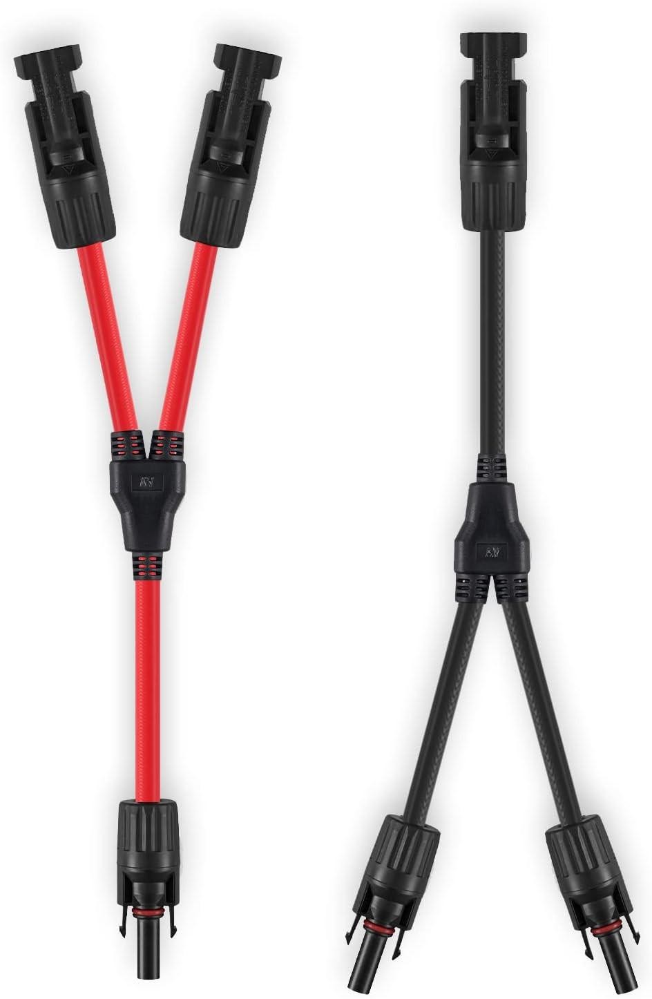 Solar Connectors Y Branch Parallel Adapter 10awg Cable for Solar Panel (red &