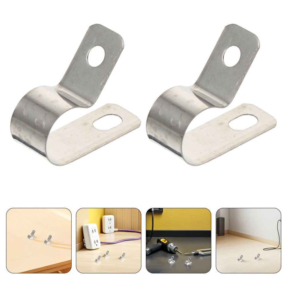 100pcs Wire Screw Clamps 10mm R-Type Cable Clips For Hanging String Lights Wire